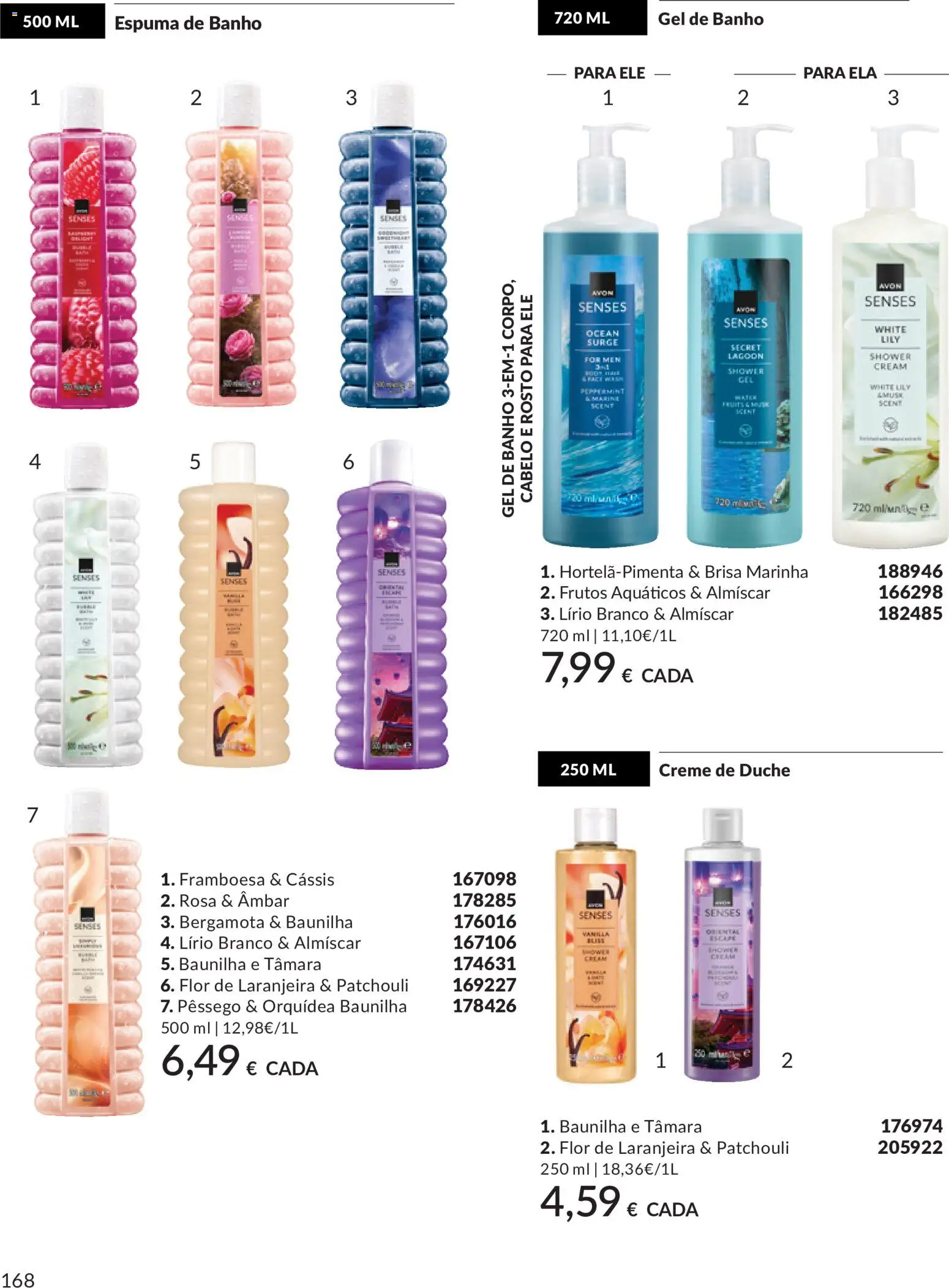 Catálogo Avon Campanha 6 │ válido de 01.06.2026 | Página: 168 | Produtos: Gel de banho, Espuma de banho, Banho, Creme