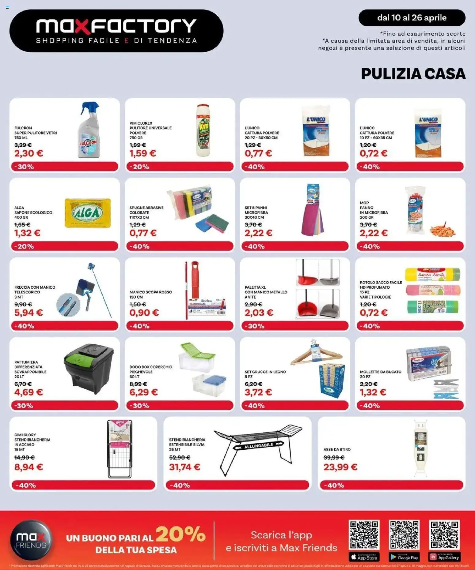 Volantino Max Factory del 10.04.2026 | Pagina: 24 | Prodotti: Paletta, Sapone, Pattumiera, Grucce
