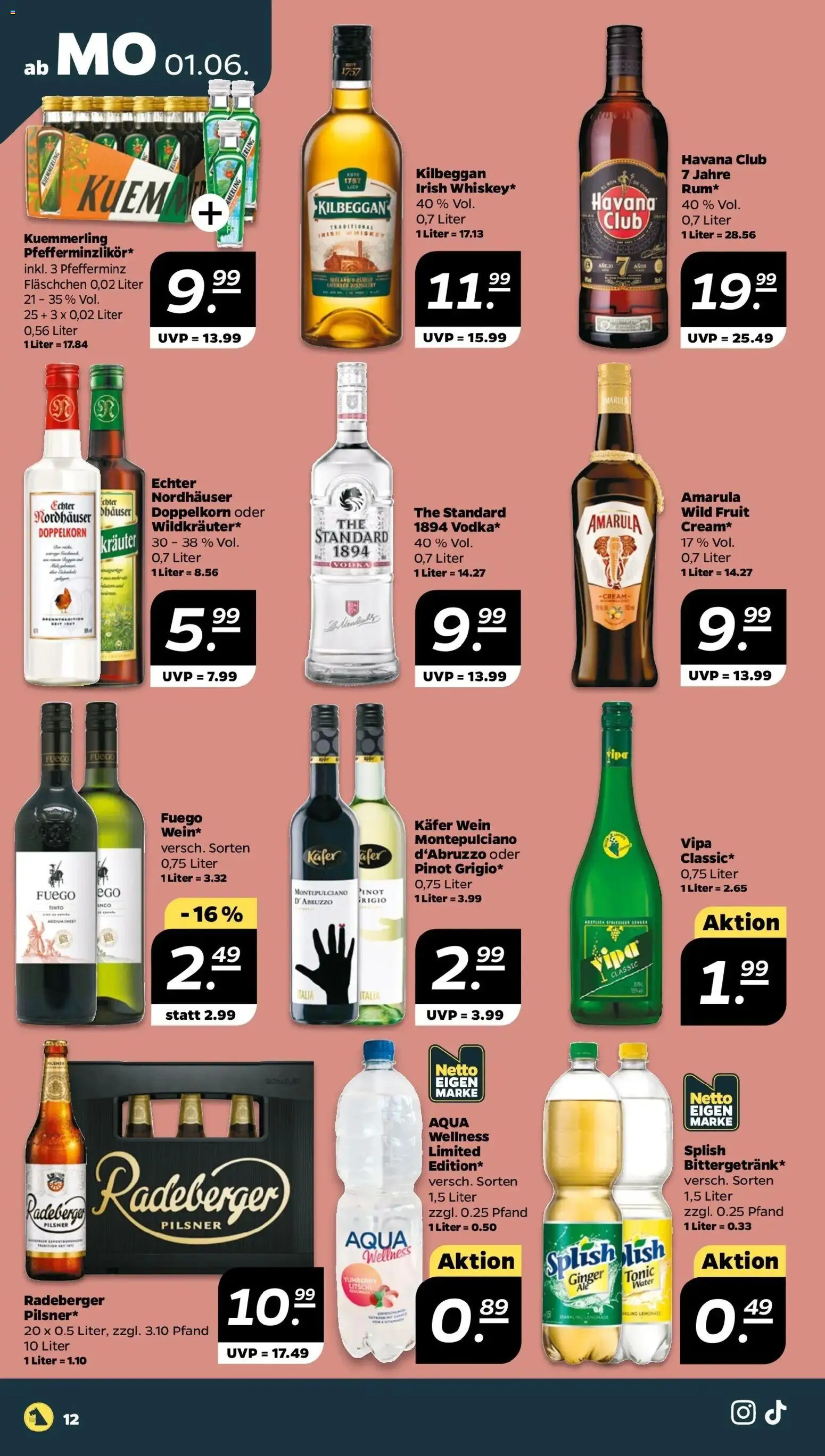 Netto Prospekt – gültig ab 01.06.2026 | Seite: 12 | Produkte: Havana club, Wein, Vodka, Whiskey