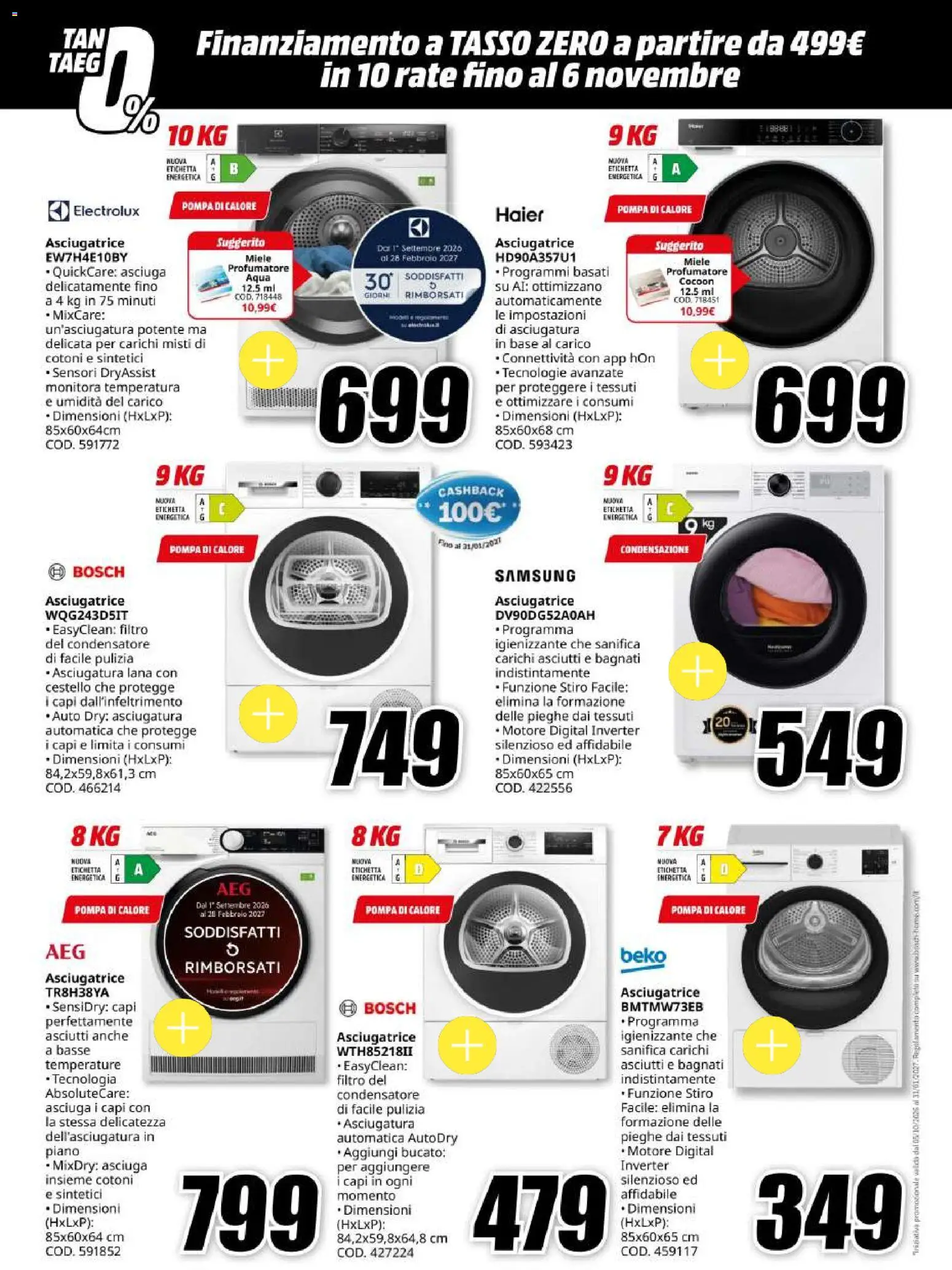 Volantino Media World del 30/10/2026 | Pagina: 22 | Prodotti: Asciugatrice, Miele, Samsung