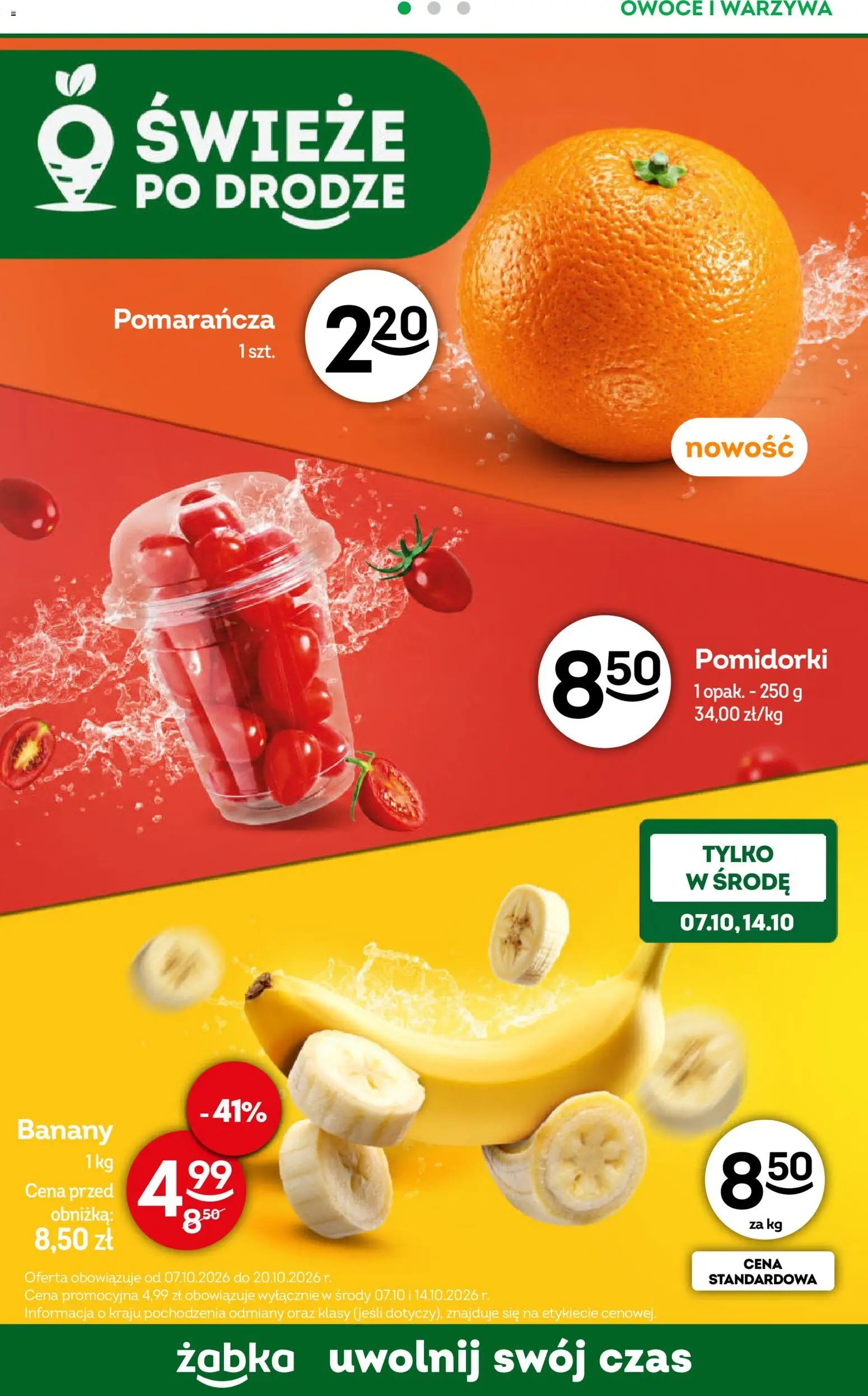 Żabka gazetka - Codzienne produkty od 07.10.2026 | Strona: 9 | Produkty: Banany, Warzywa, Owoce