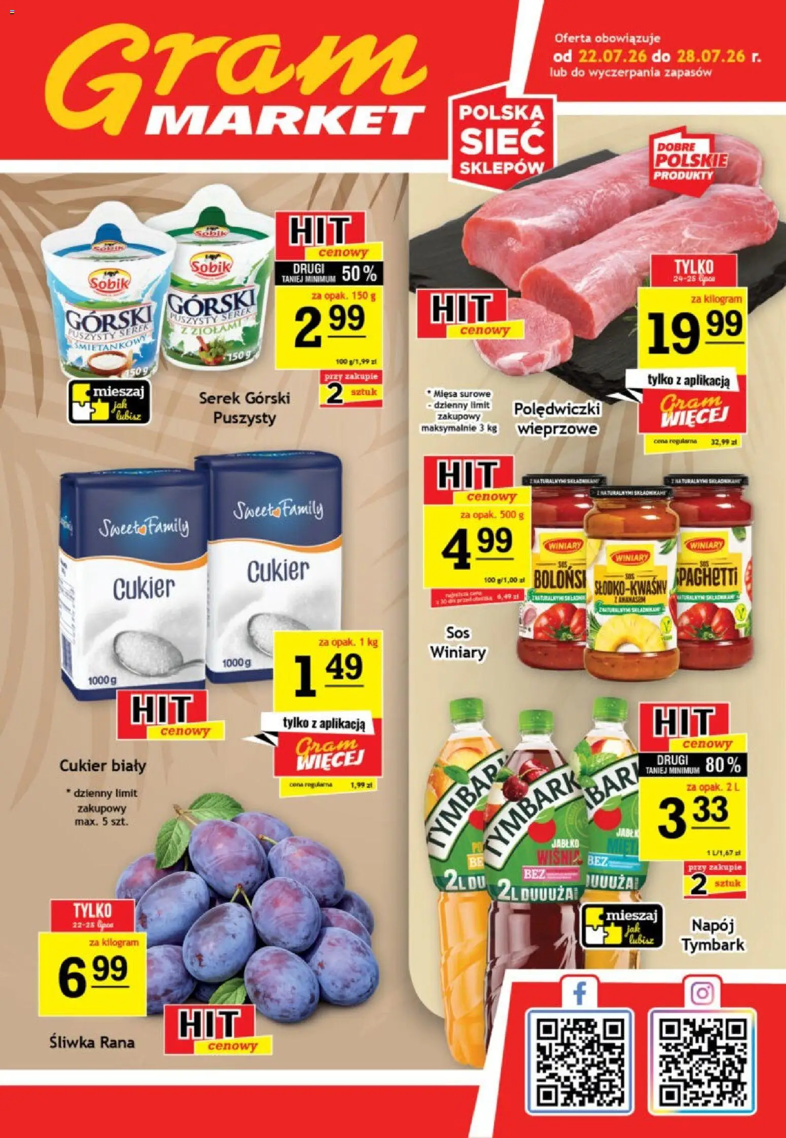 Gram Market gazetka od 22.07.2026 | Strona: 1 | Produkty: Serek, Cukier biały, Cukier