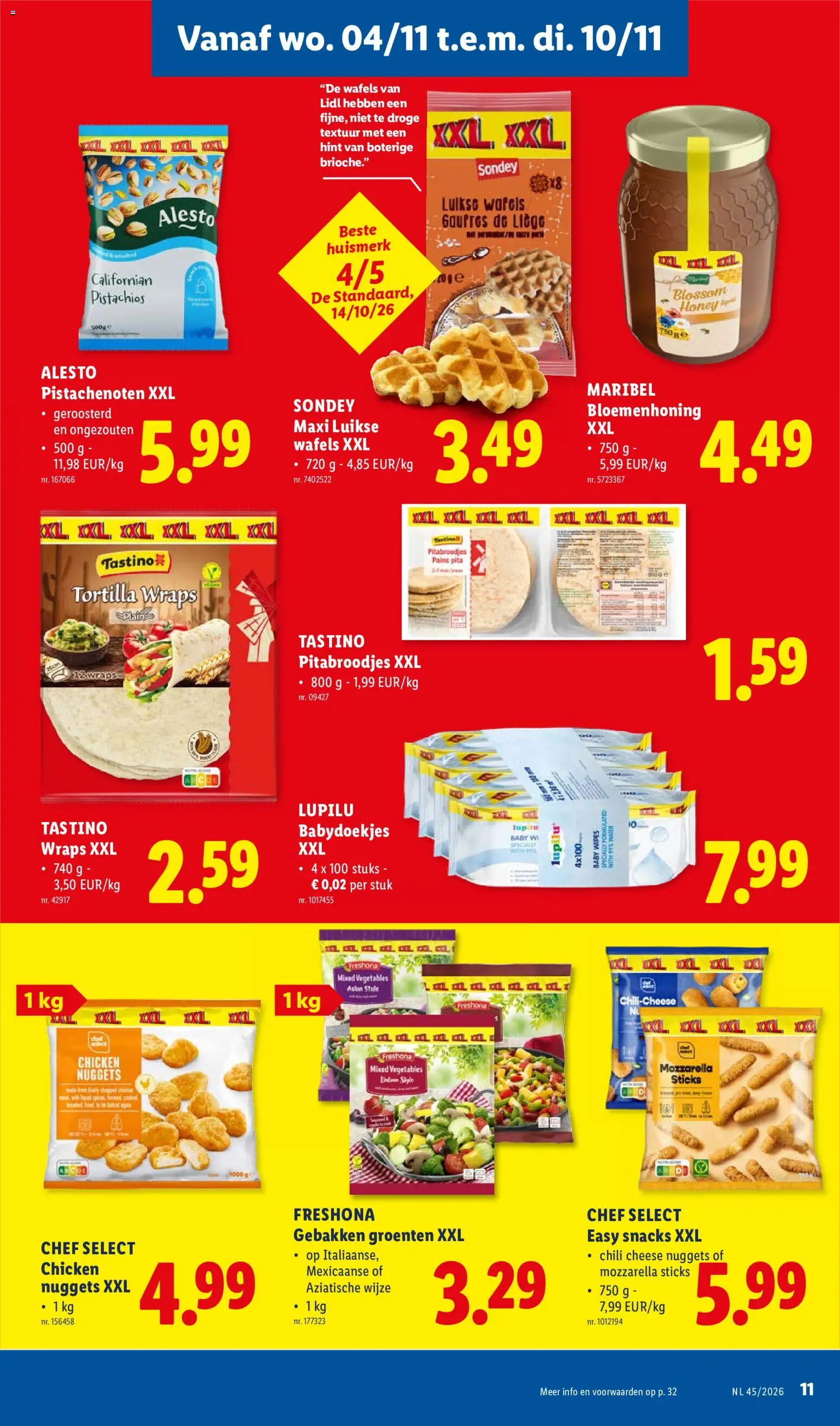 {H1} | Pagina: 11 | Producten: Mozzarella, Babydoekjes, Groenten, Pot