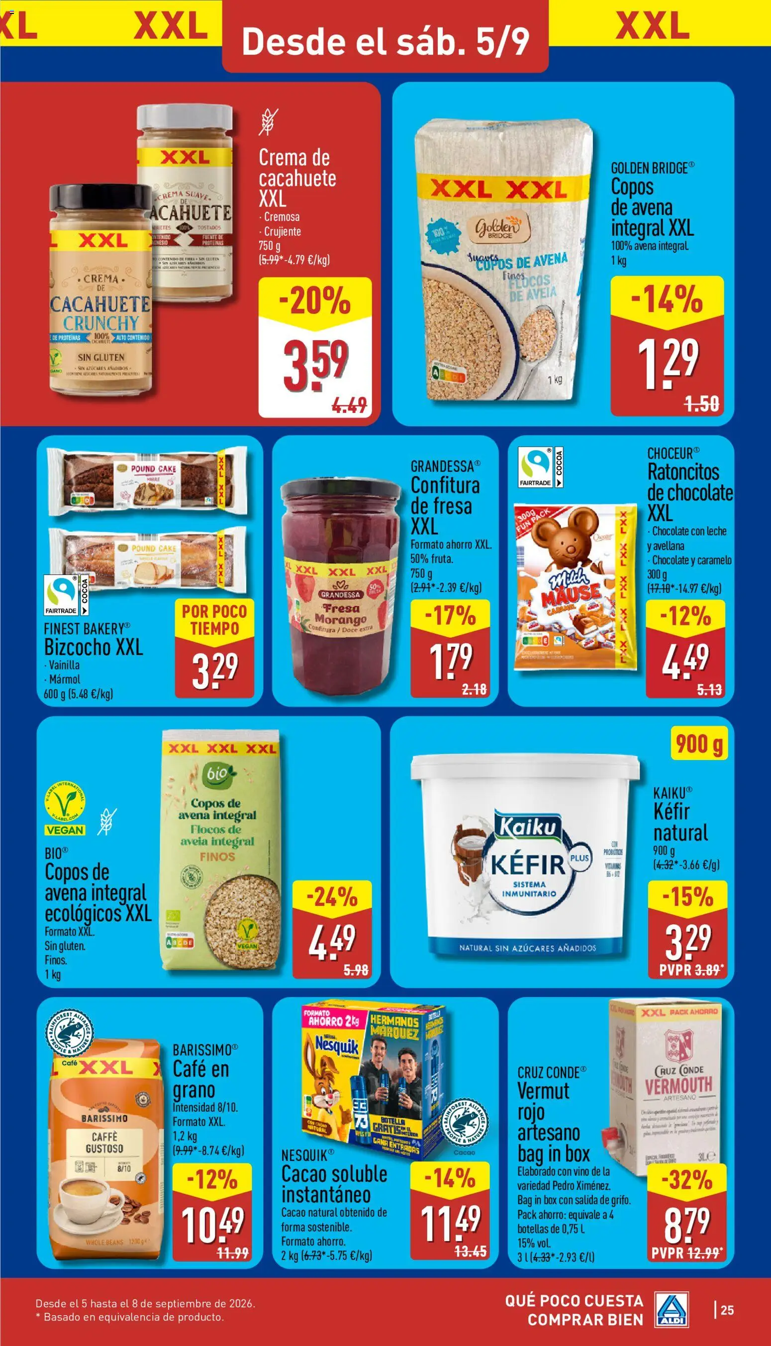 Aldi folleto Baleares │ válido desde el 31/08/2026 | Página: 25 | Productos: Crema de cacahuete, Copos de avena, Leche, Cacao