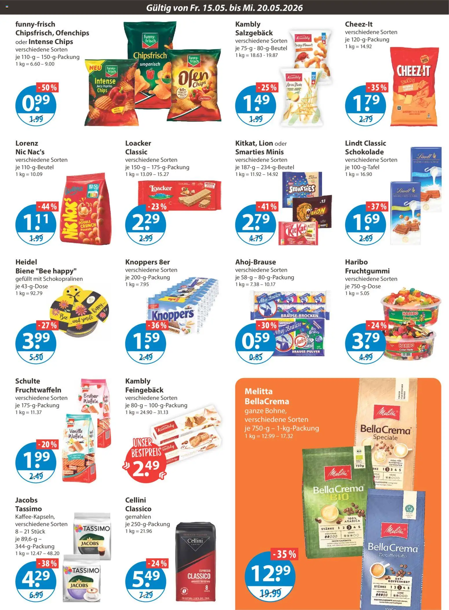 V-Markt Schwaben / Oberbayern – gültig ab 15.05.2026 | Seite: 9 | Produkte: Smarties, Funny frisch, Paprika, Lindt