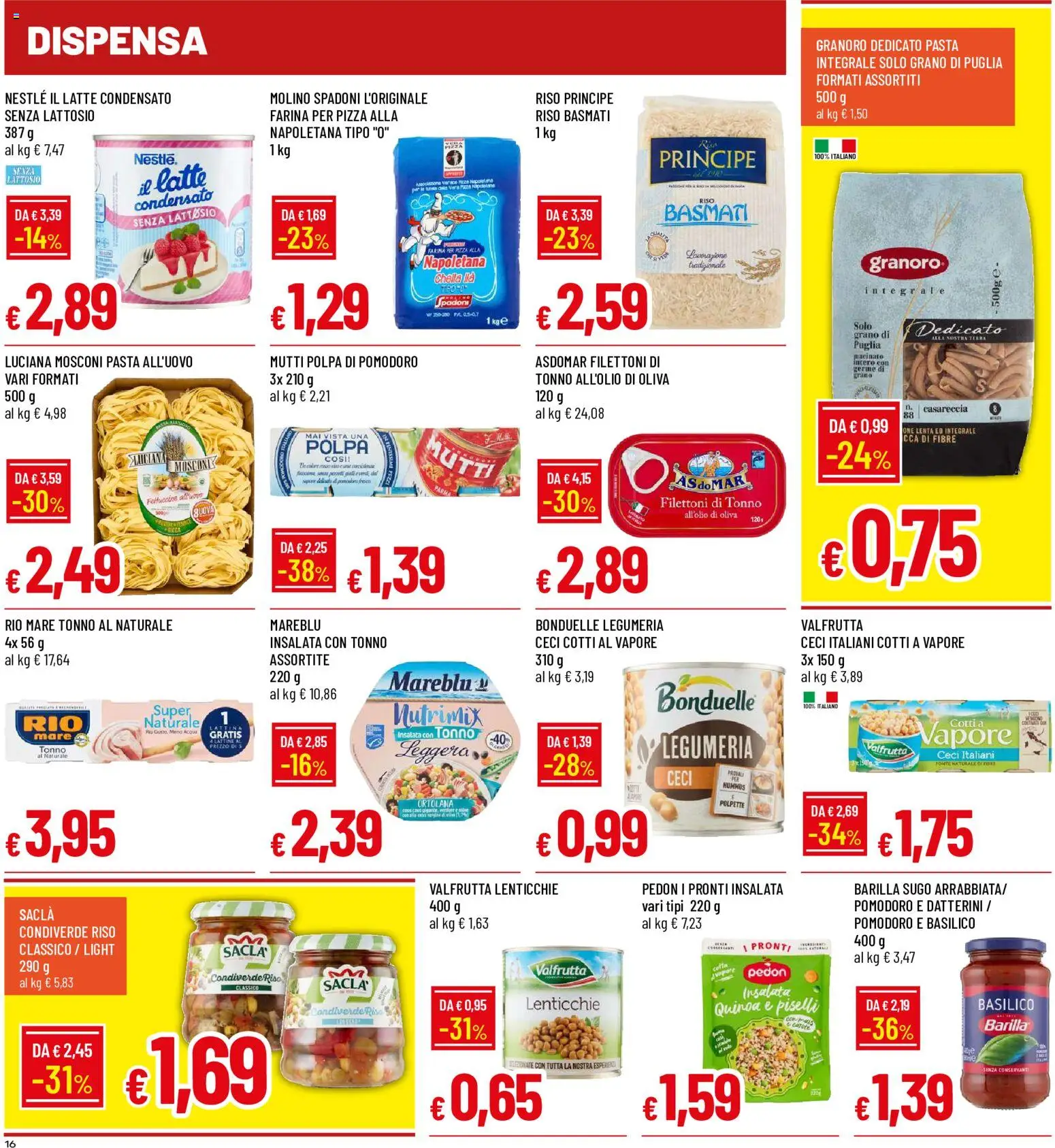 Volantino Galassia del 09/07/2026 | Pagina: 16 | Prodotti: Farina, Pasta, Fettuccine, Polpette