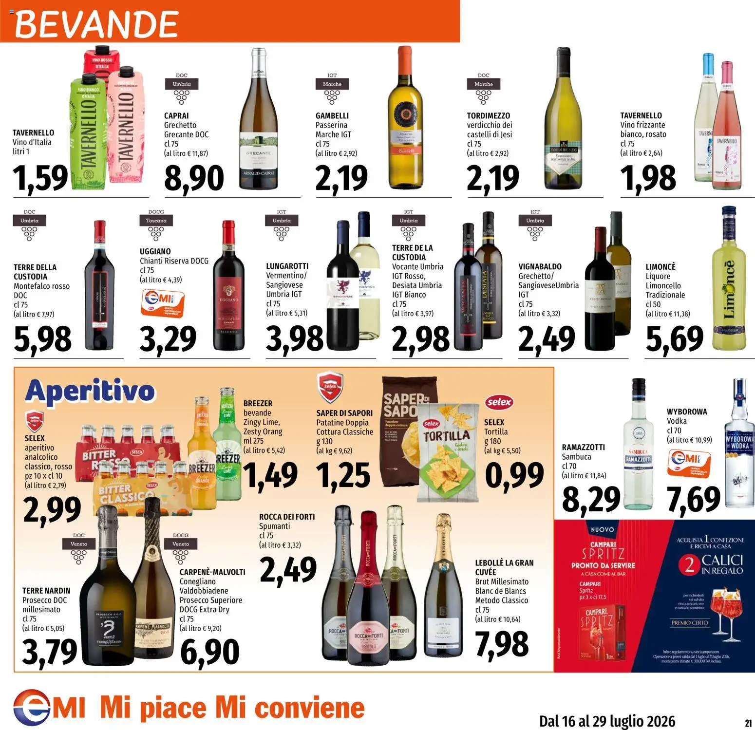 Volantino EMI del 16/07/2026 | Pagina: 21 | Prodotti: Patatine, Prosecco, Lime, Aperitivo
