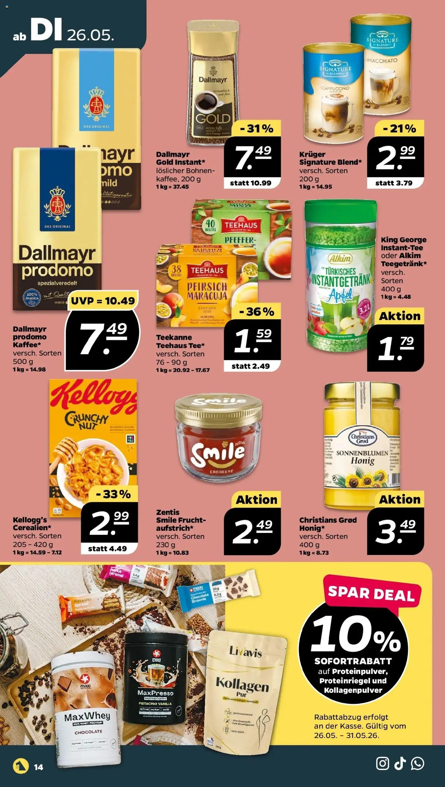 Netto Wochenangebote – gültig ab 26.05.2026 | Seite: 14 | Produkte: Äpfel, Dallmayr, Pfirsich, Teekanne