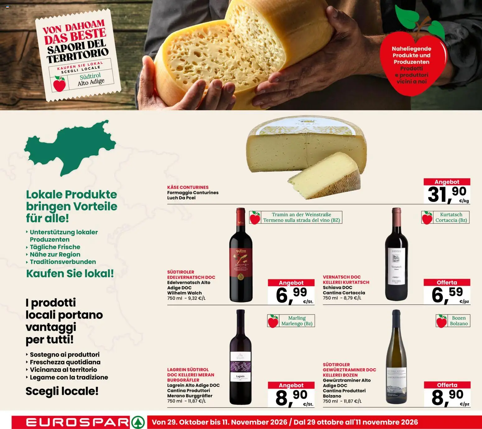 Volantino Eurospar del 29/10/2026 | Pagina: 12 | Prodotti: Formaggio, Vino