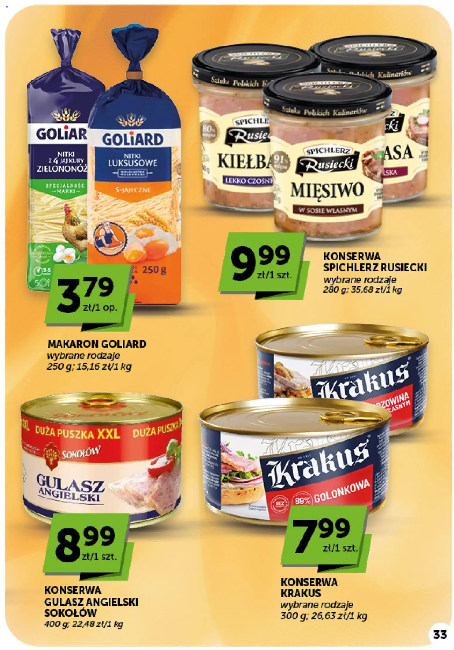 ABC gazetka od 01.10.2026 | Strona: 33 | Produkty: Gulasz angielski krakus, Konserwa gulasz angielski, Gulasz angielski, Gulasz