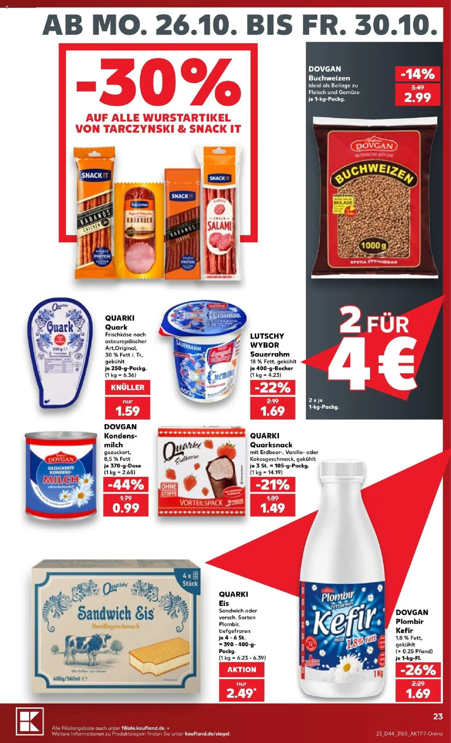 Kaufland Prospekt Potsdam – gültig ab 26.10.2026 | Seite: 23 | Produkte: Kefir, Vanille, Gemüse, Salami