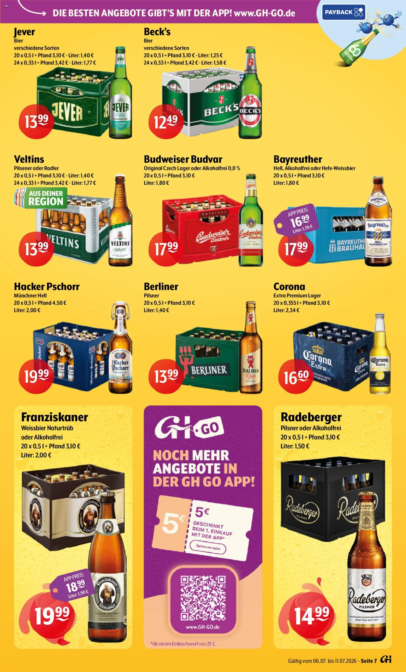 Trink und Spare Prospekt – gültig ab 06.07.2026 | Seite: 7 | Produkte: Berliner, Franziskaner, Radler, Budweiser