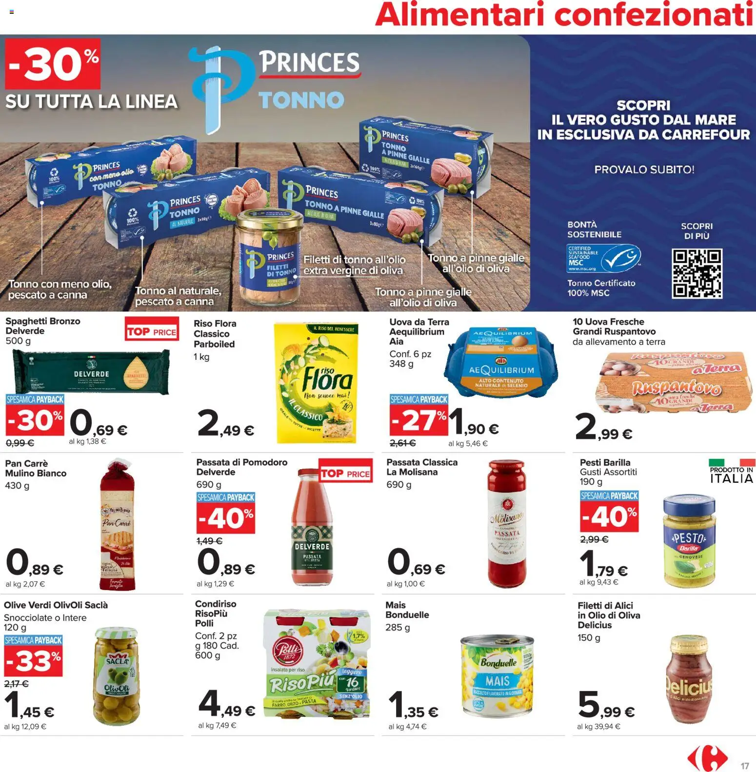 Volantino Carrefour del 13/07/2026 | Pagina: 17 | Prodotti: Riso, Pomodoro, Alici, Olio di Oliva