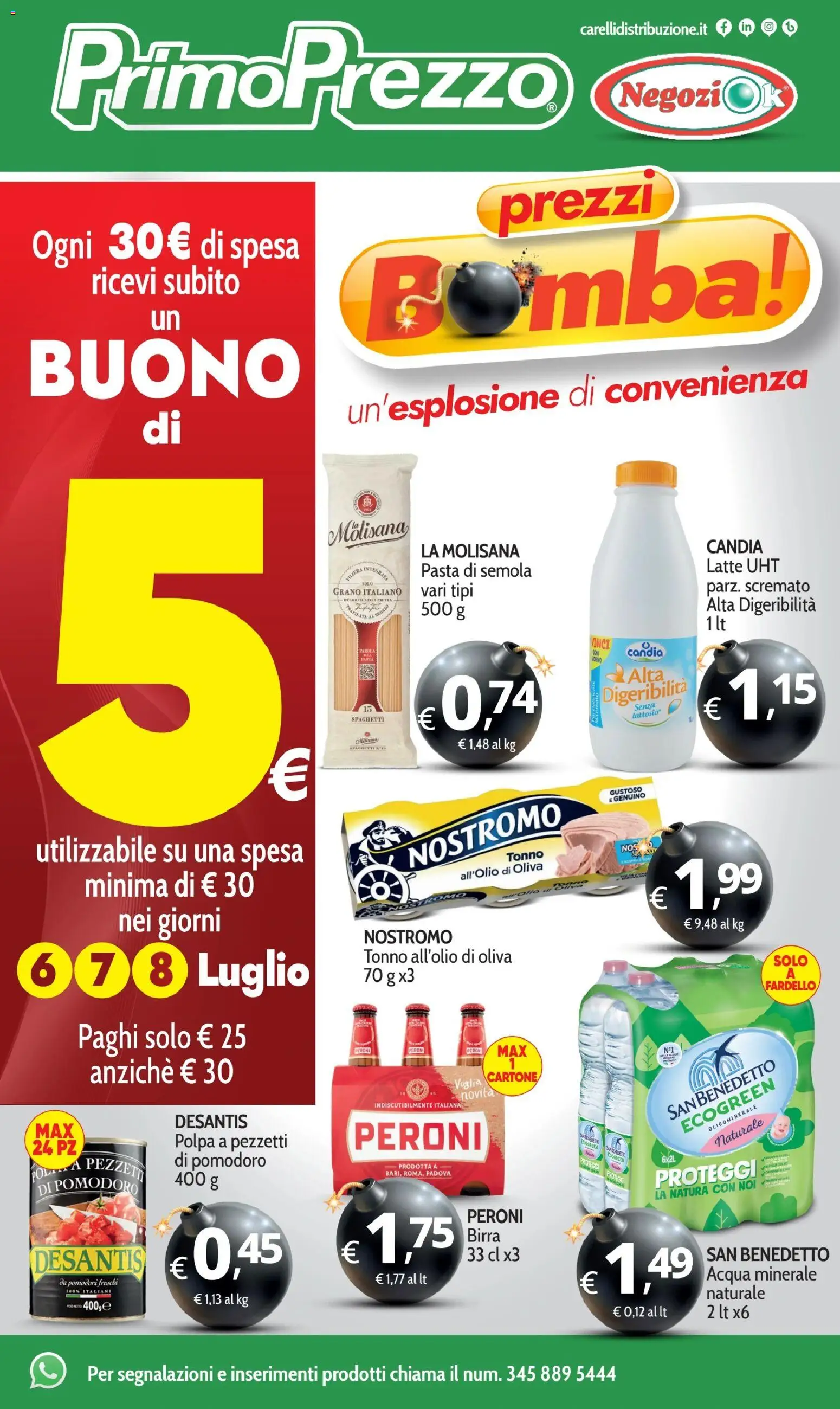 Volantino Primo Prezzo del 25/06/2026 | Pagina: 1 | Prodotti: Birra, Pomodoro, Latte, Pasta