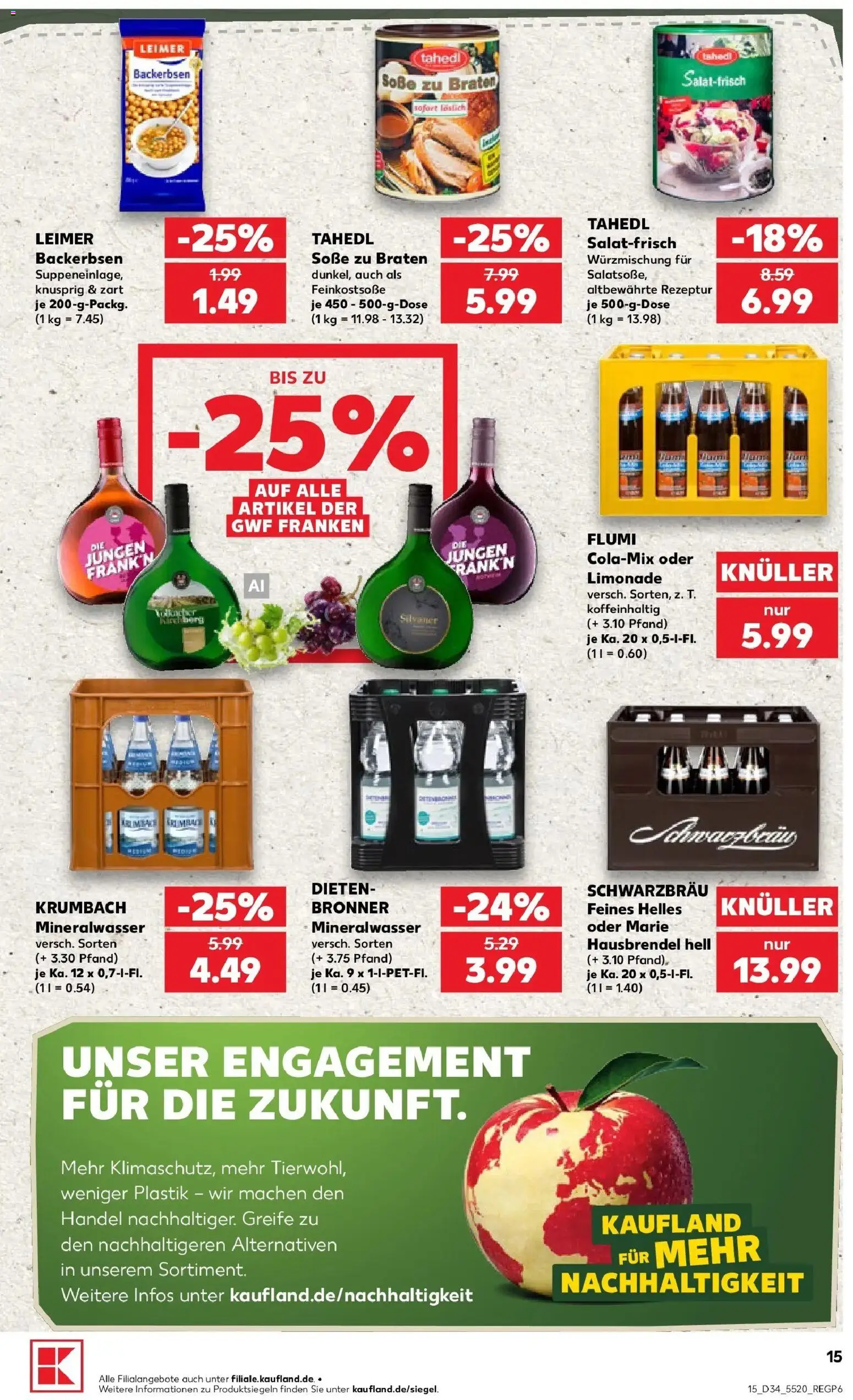 Prospekt Kaufland ab 20.08.2026 » Angebote Online zum Blättern | Seite: 15 | Produkte: Limonade, Mineralwasser, Soße