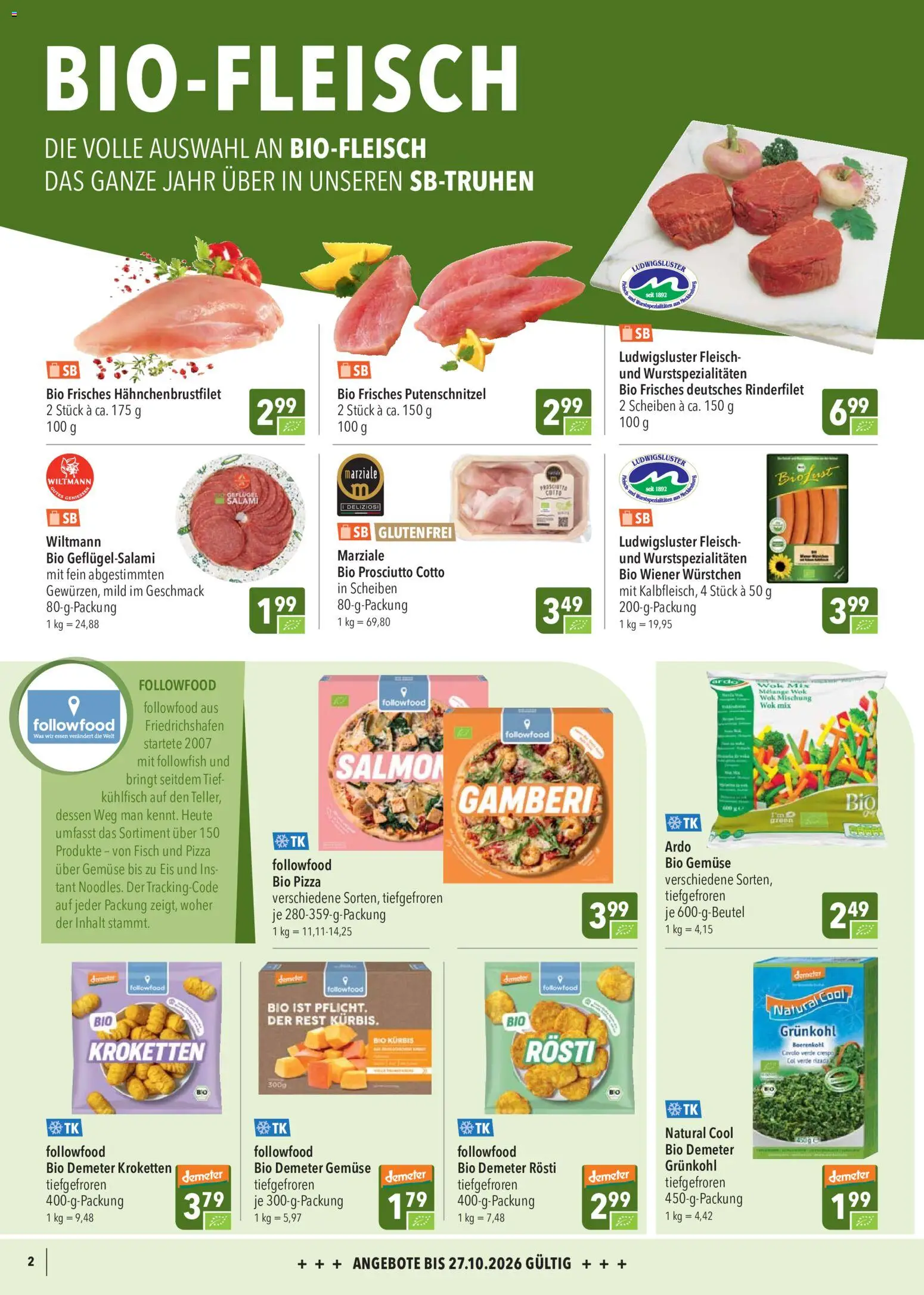 CITTI Markt Bio-Produkte – gültig ab 14.10.2026 | Seite: 2 | Produkte: Kürbis, Wok, Fleisch, Eis
