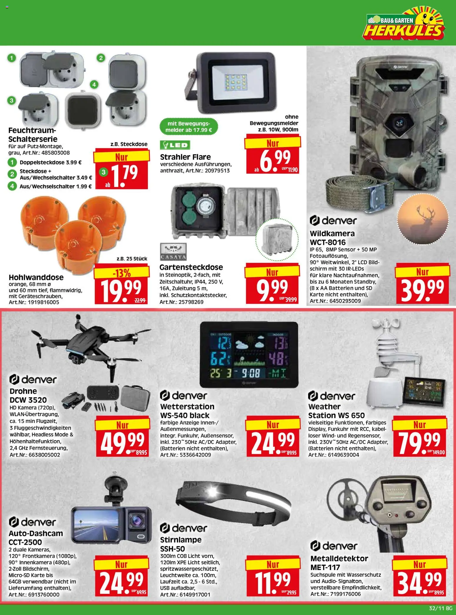 HERKULES Bau & Garten – gültig ab 03.08.2026 | Seite: 11 | Produkte: Kamera, Kabel, Steckdose, Drohne