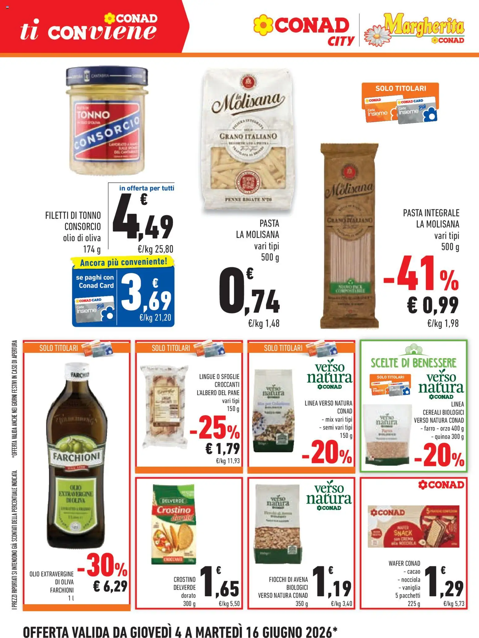 Volantino Conad del 04.06.2026 | Pagina: 10 | Prodotti: Olio, Pasta, Farro, Olio di Oliva