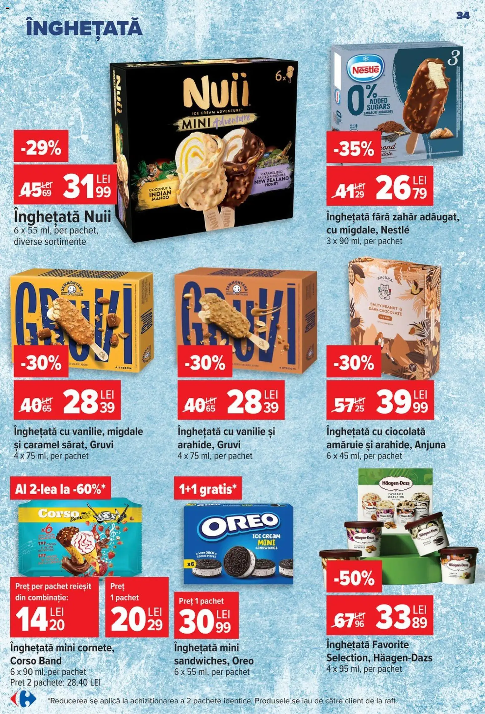Noul catalog Carrefour – valabil de la 24.06.2026 | Pagină: 34 | Produse: Ciocolată, Dale, Înghețată, Mango