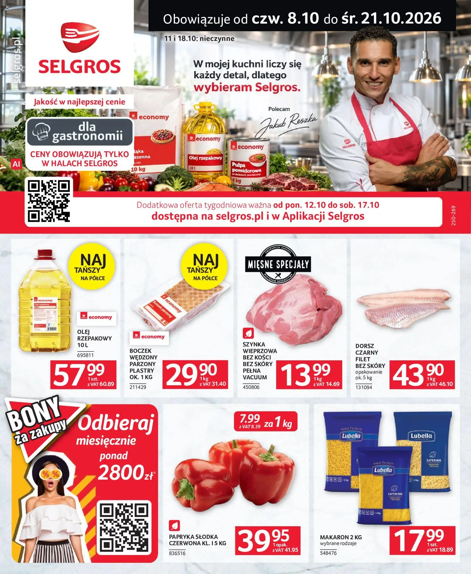 Selgros cash&carry gazetka - Oferta dla gastronomii od 08.10.2026 | Strona: 1 | Produkty: Specjały, Dorsz, Papryka, Boczek