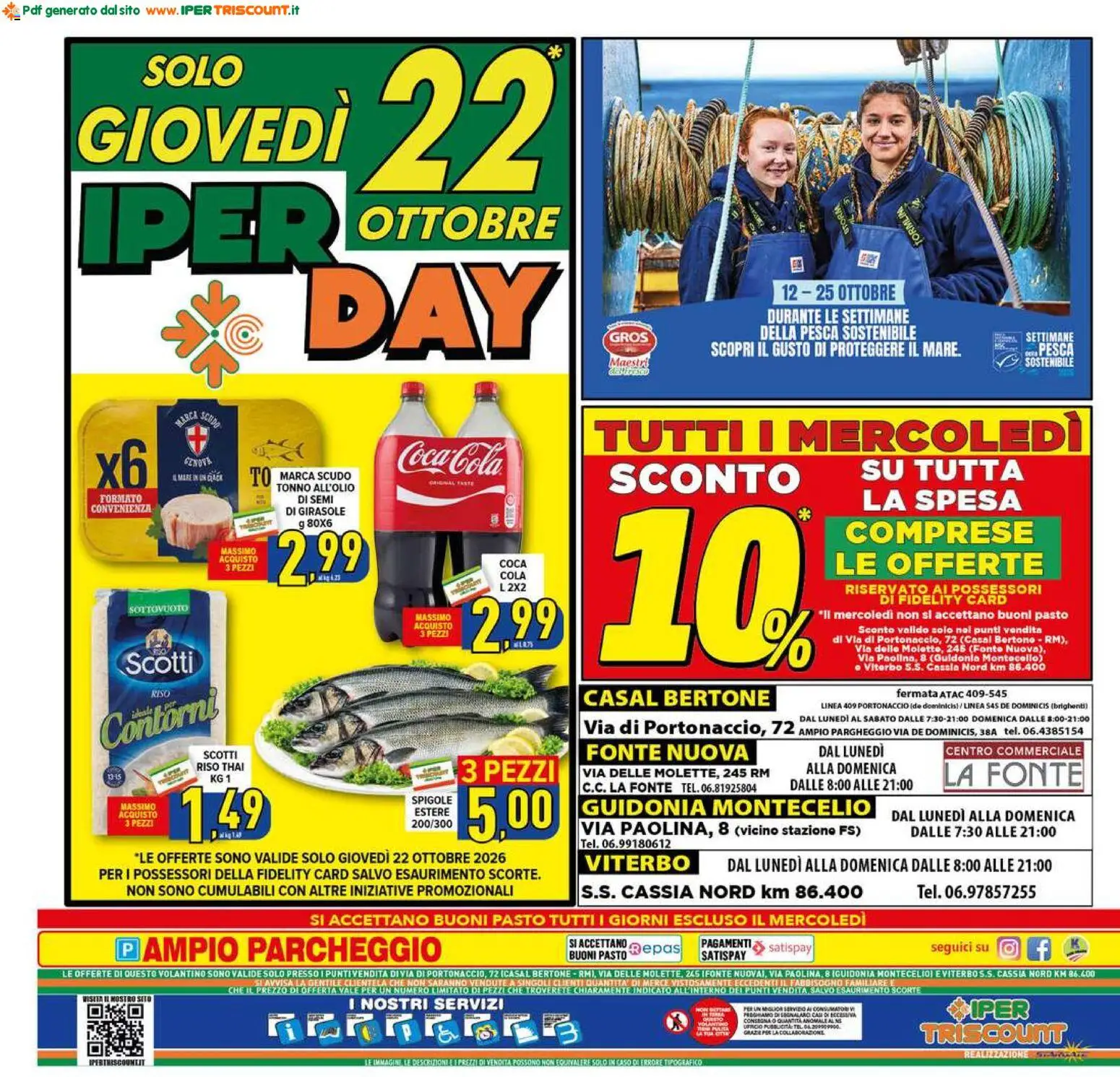 Volantino Ipertriscount del 14/10/2026 | Pagina: 20 | Prodotti: Riso, Pesca, Contorni, Coca Cola