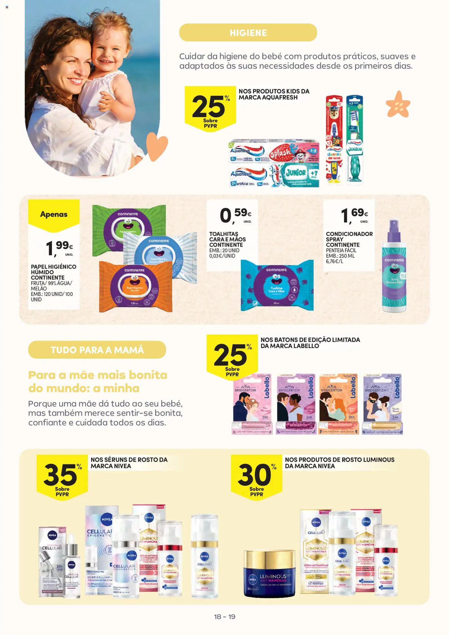 Continente Bebé Verão │ válido de 30/06/2026 | Página: 19 | Produtos: Papel higiénico, Sérum, Leite, Melão