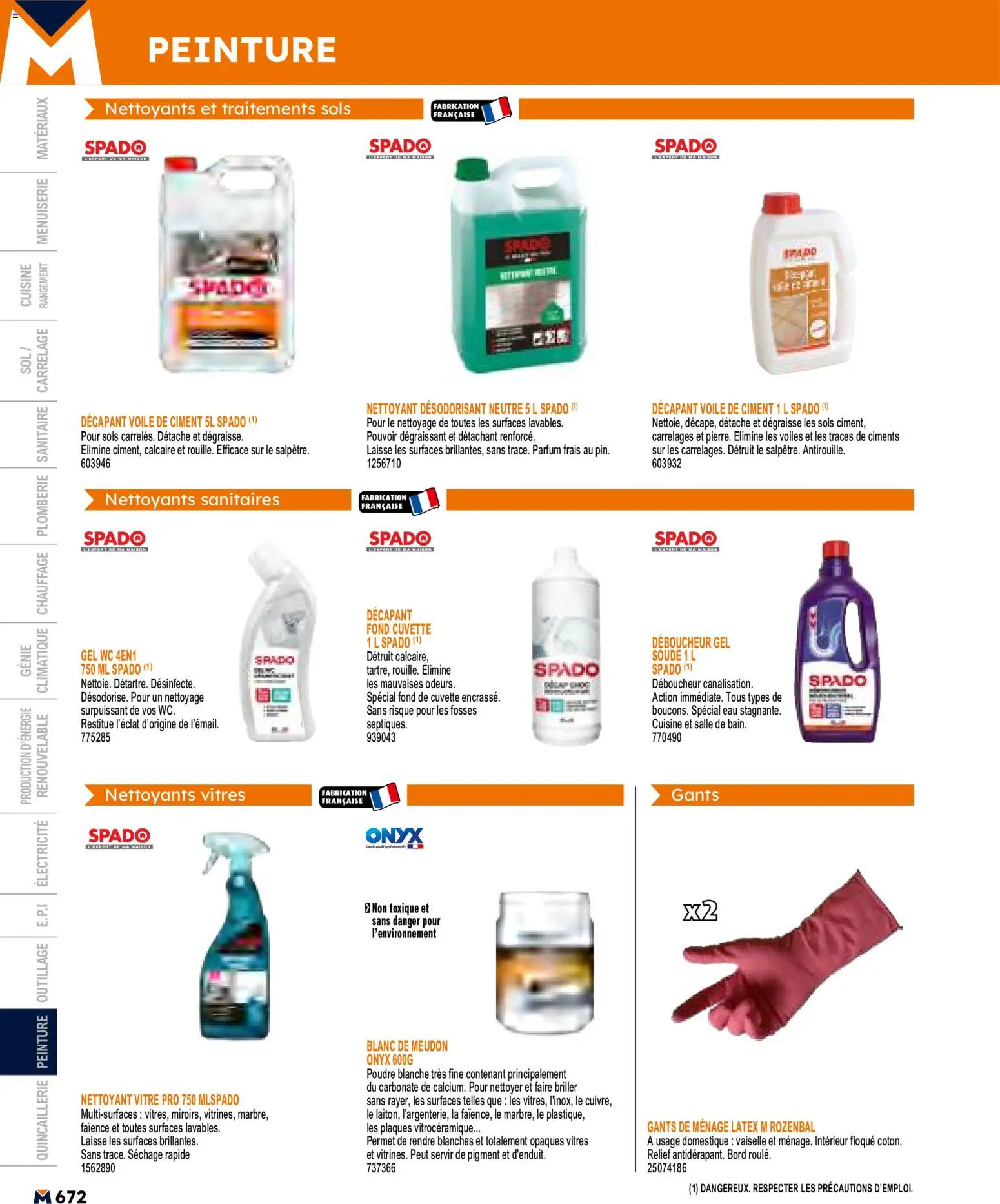 {H1} | Page: 672 | Produits: Poudre, Désodorisant, Détachant, Gants