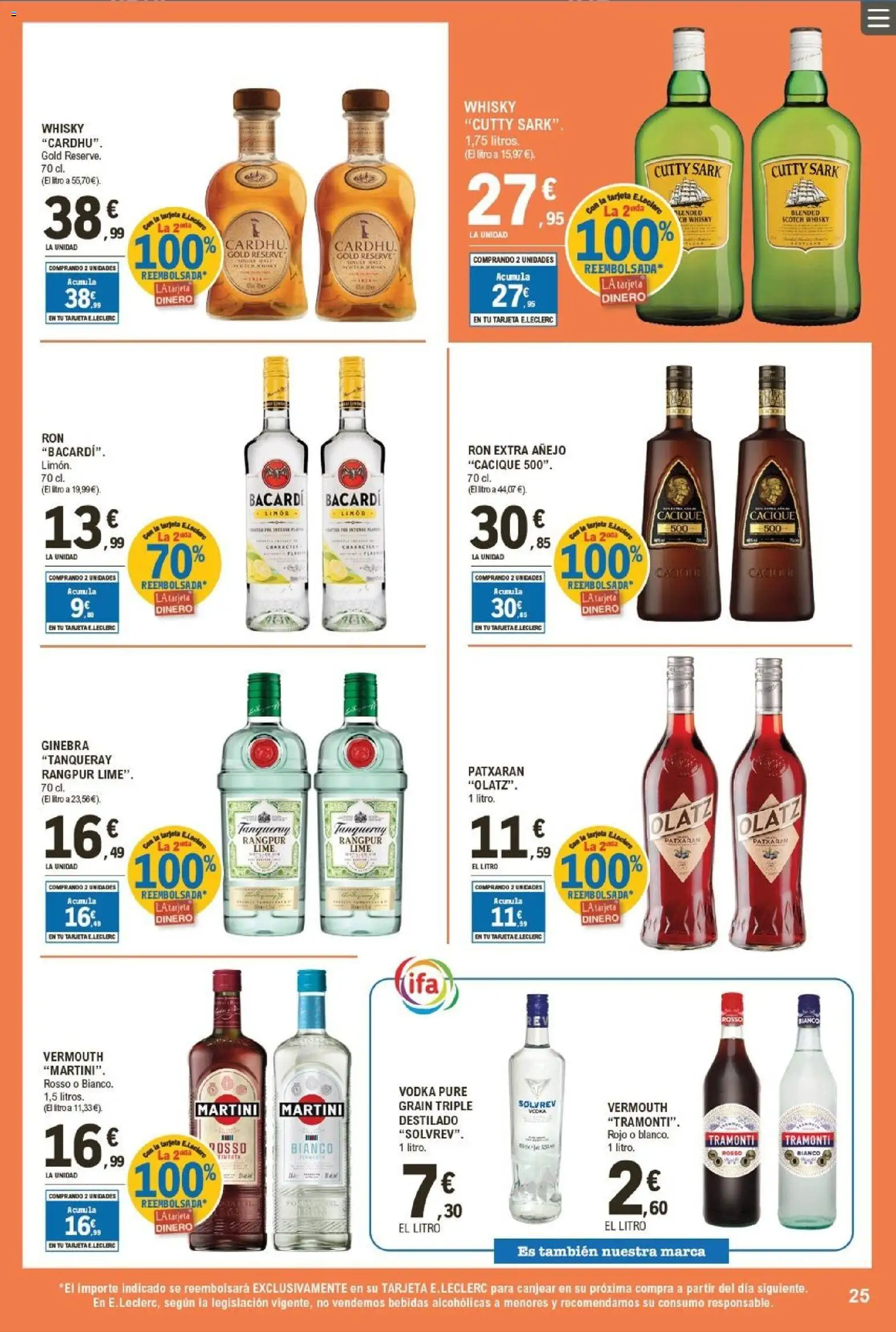 E.Leclerc folleto │ válido desde el 18.05.2026 | Página: 25 | Productos: Ron, Ginebra, Vodka, Whisky