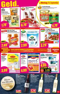 Norma Flugblatt ab 14.09.2026 gültig | Seite: 11 | Produkte: Salz, Tablet, Salami, Sauerrahm