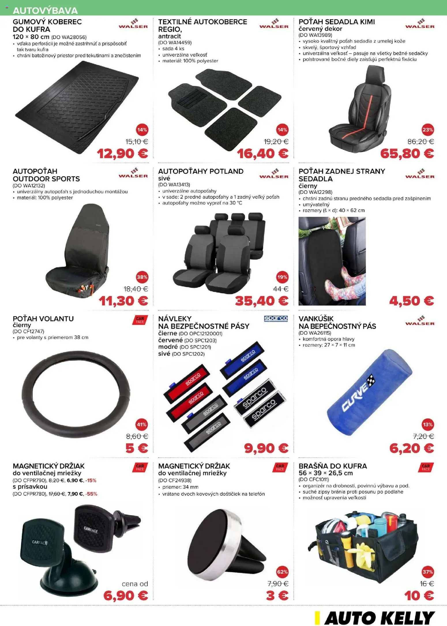 Nové Auto Kelly akcie – leták je platný od 03.03.2026 | Strana: 7 | Produkty: Pás, Organizér, Sedačky, Koberec