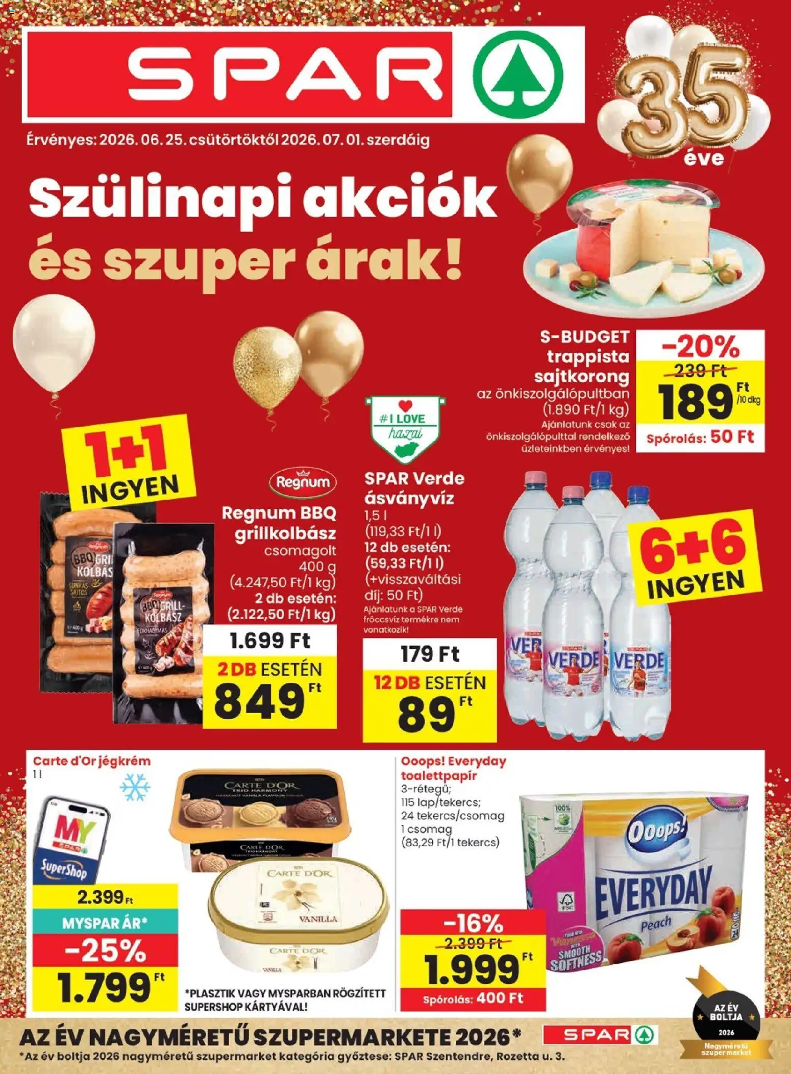 Spar akciós ujság - amely érvényes a következő dátumtól: 25.06.2026 | Oldal: 1