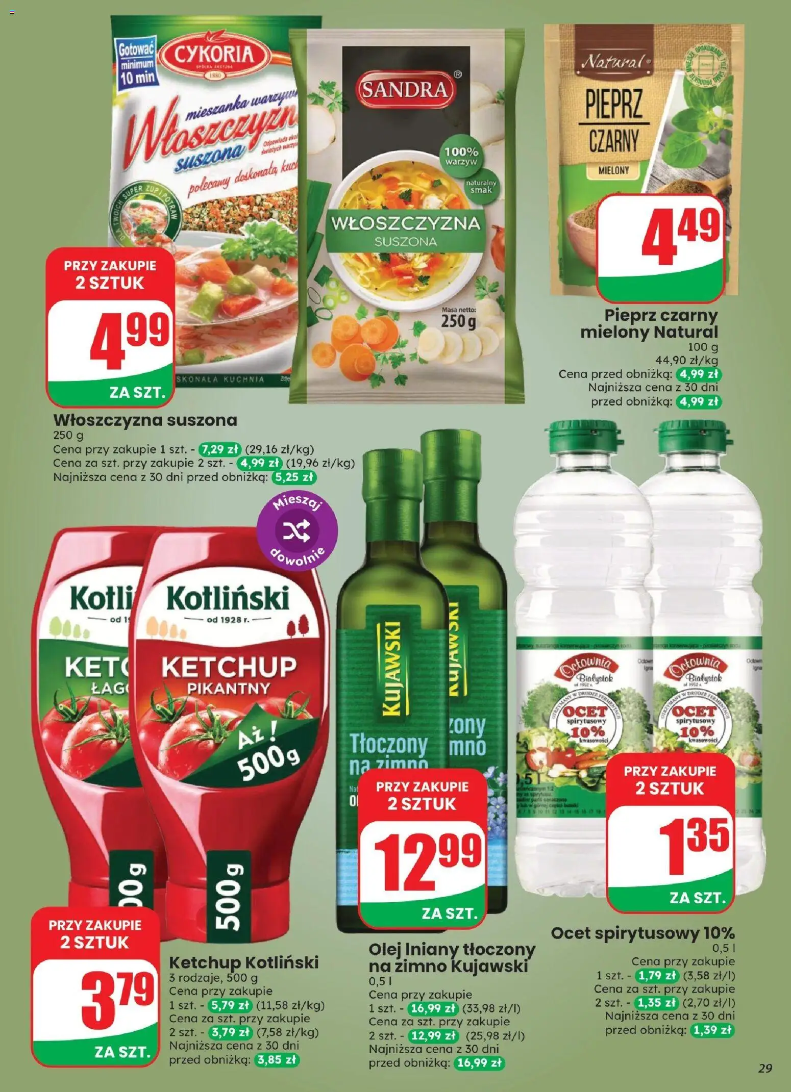 Dino gazetka od 21.10.2026 | Strona: 29 | Produkty: Ocet spirytusowy, Cykoria, Włoszczyzna, Pieprz czarny mielony