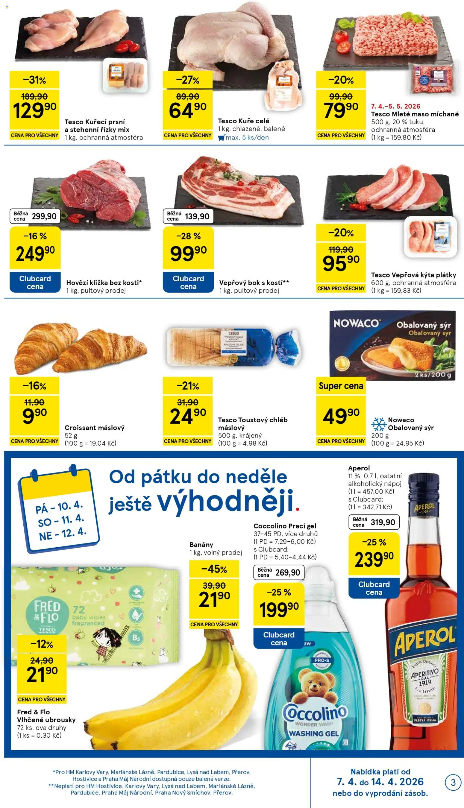 Tesco leták - Hypermarket od 07.04.2026 | Strana: 3 | Produkty: Hovězí, Prací gel, Aperitivo, Vepřová Kýta