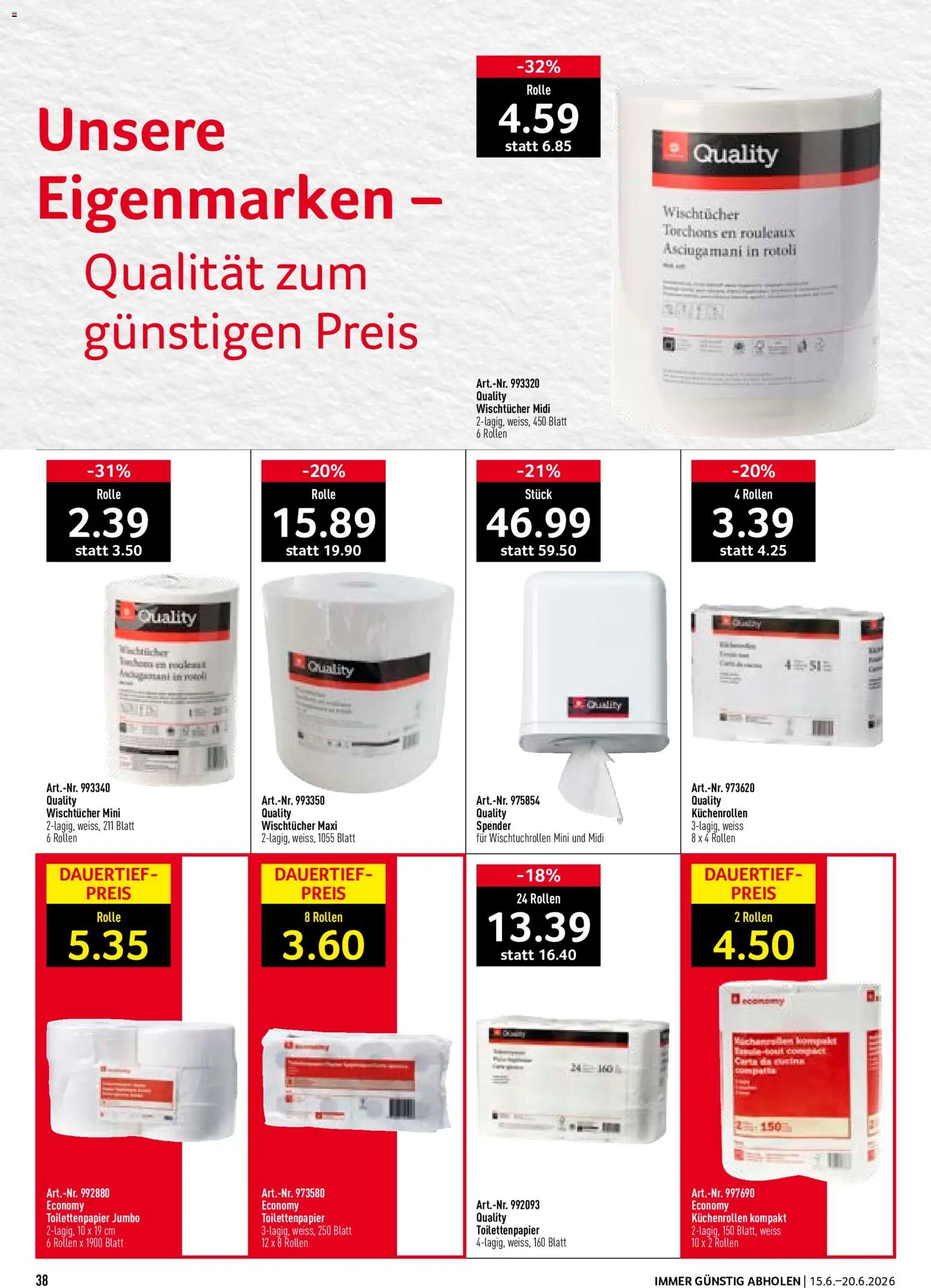 Prodega aktionen – gültig ab 15.06.2026 | Seite: 38 | Produkte: Toilettenpapier
