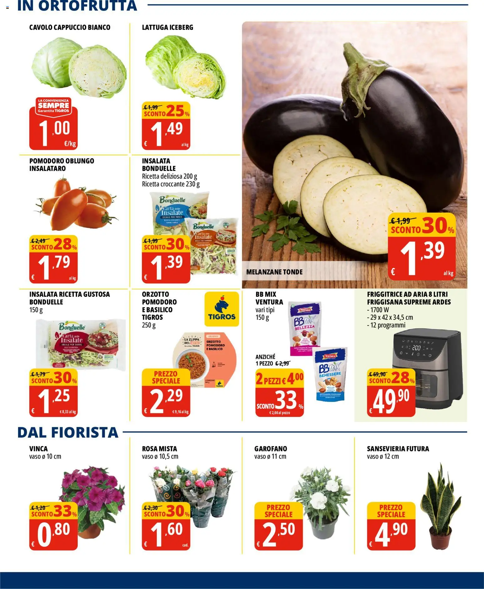 Volantino Tigros del 03.06.2026 | Pagina: 11 | Prodotti: Basilico, Cappuccio, Melanzane, Friggitrice