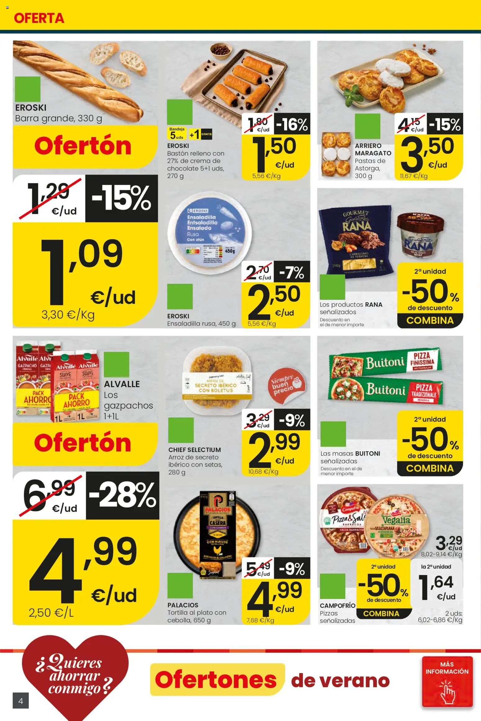 Eroski Ofertones de verano │ válido desde el 11.06.2026 | Página: 4 | Productos: Ensaladilla, Chocolate, Arroz, Ensalada