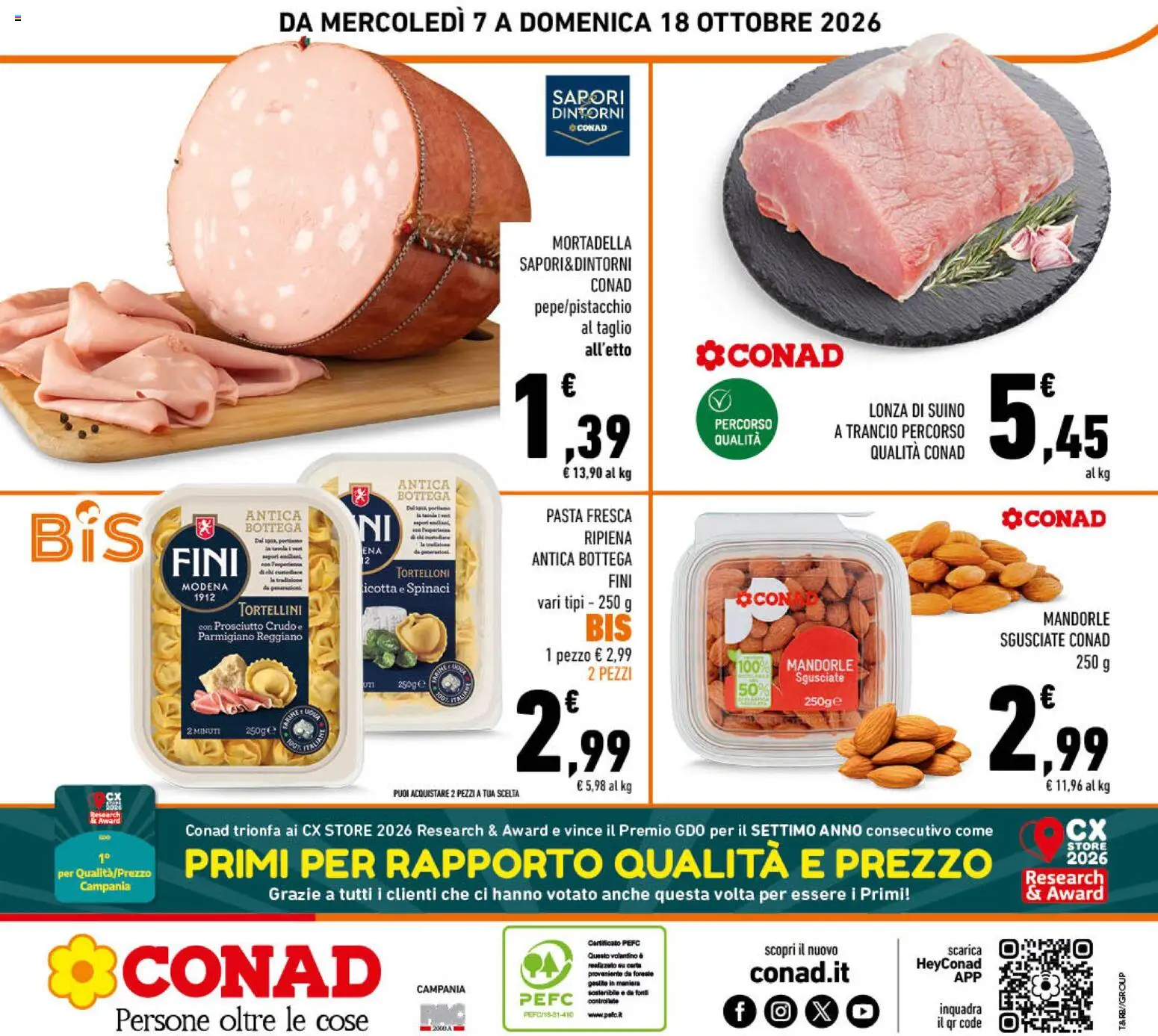 Volantino Conad del 07/10/2026 | Pagina: 24 | Prodotti: Prosciutto Crudo, Taglio, Mortadella, Tortelloni