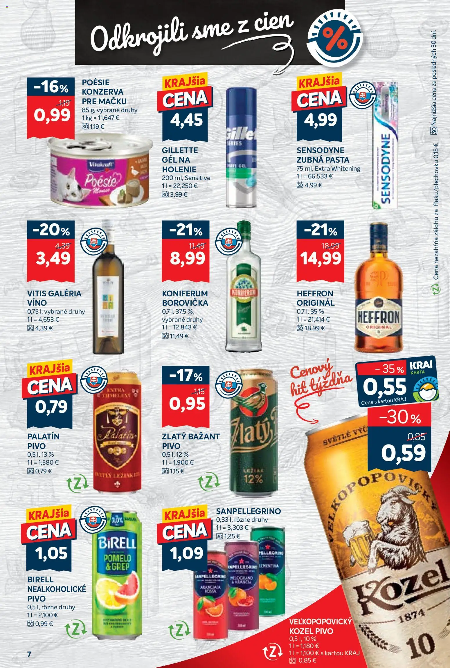 Nové Kraj akcie – leták je platný od 03.09.2026 | Strana: 13 | Produkty: Borovička, Koniferum, Nealkoholické pivo, Grep