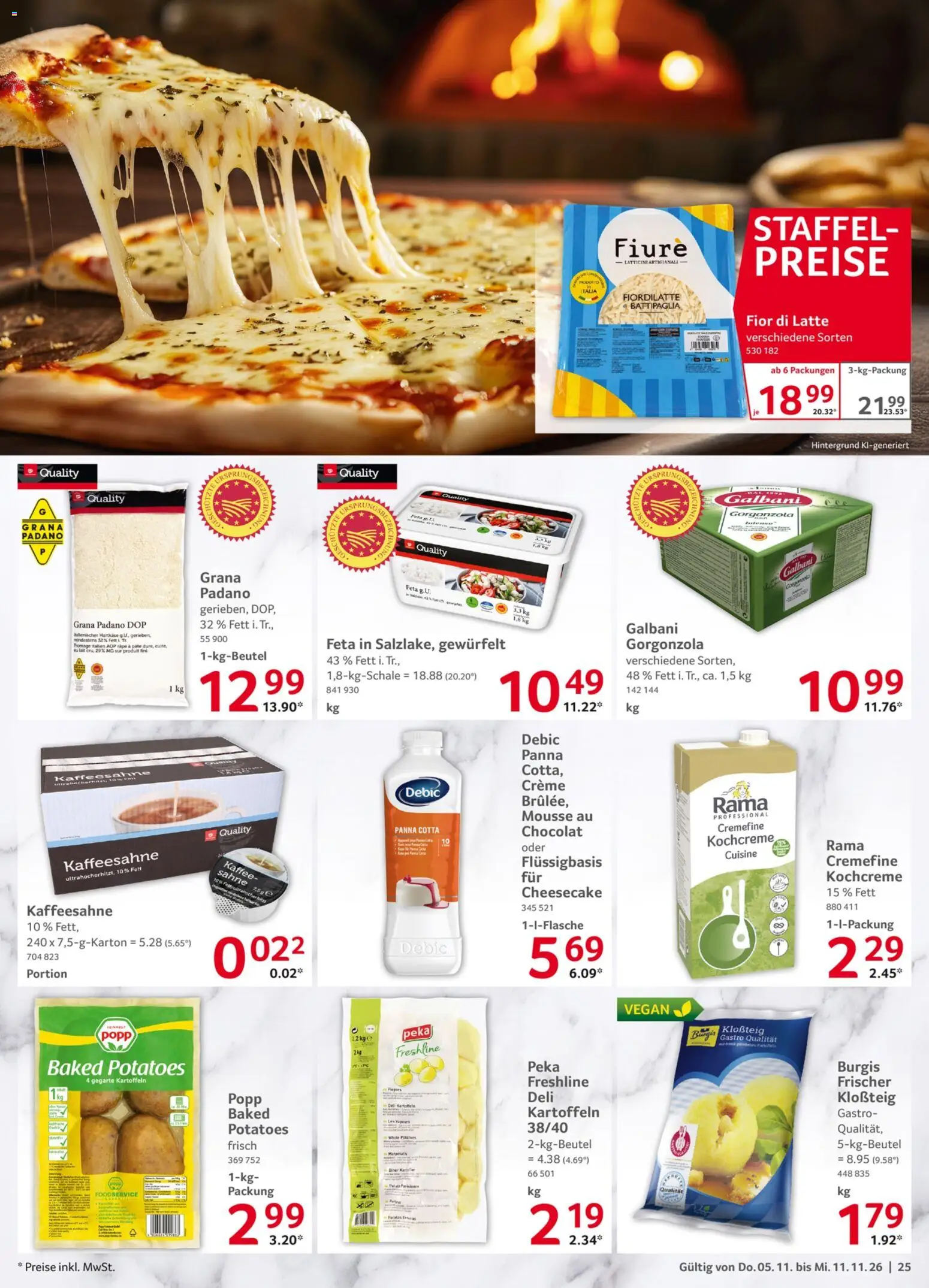 Selgros Prospekt – gültig ab 05.11.2026 | Seite: 25 | Produkte: Feta, Kaffee, Kartoffeln, Sahne