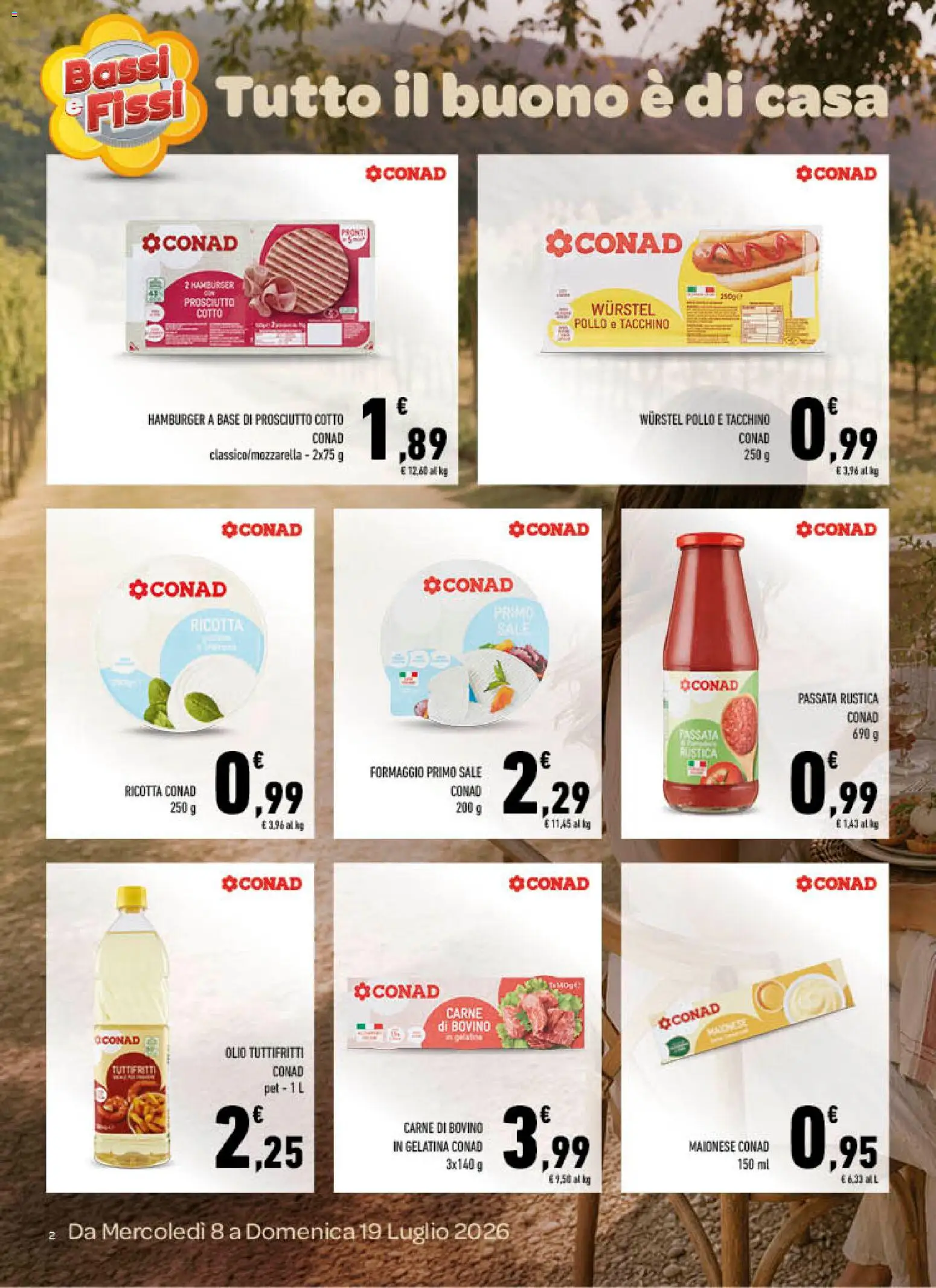Volantino Conad del 08/07/2026 | Pagina: 2 | Prodotti: Pollo, Maionese, Tacchino, Olio