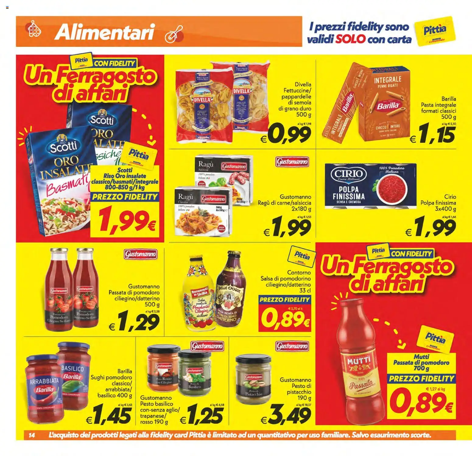 Volantino SuperConveniente del 11/08/2026 | Pagina: 14 | Prodotti: Divella, Salsa, Pomodoro, Ragú