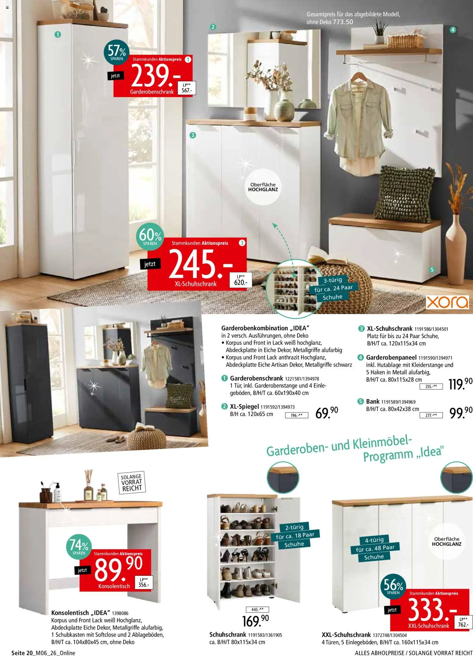 Zurbrüggen Z2-unschlagbar günstig – gültig ab 01.05.2026 | Seite: 20 | Produkte: Garderobenschrank, Konsolentisch