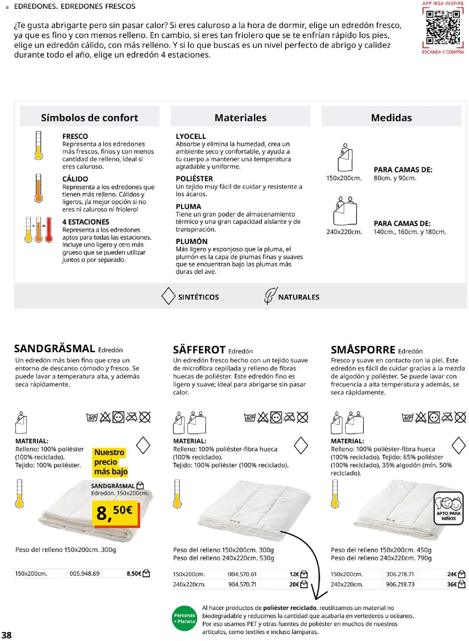 Catálogo IKEA Confort │ válido desde el 01.02.2026 | Página: 38 | Productos: Edredón, Té, Peso