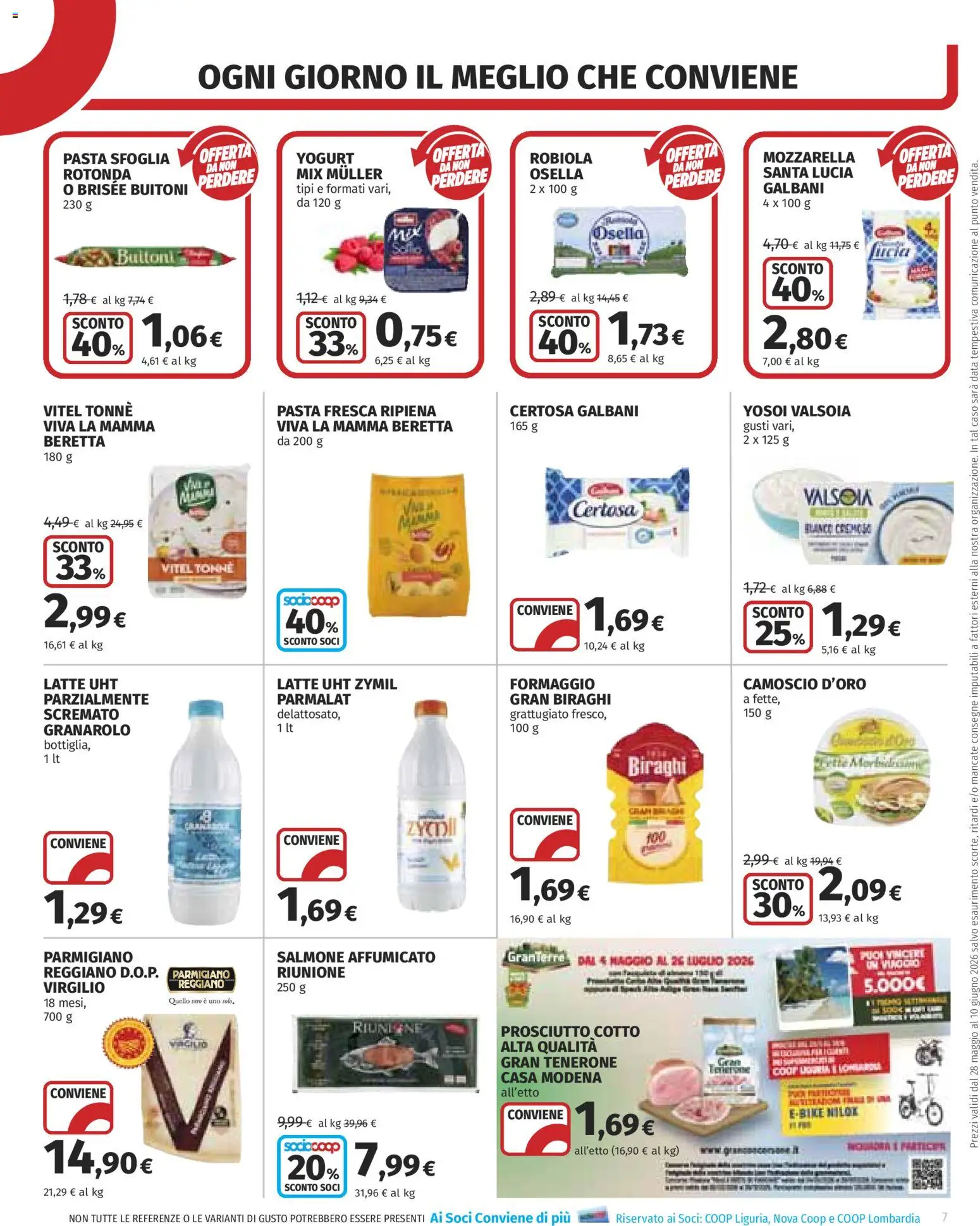 Volantino COOP del 28.05.2026 | Pagina: 7 | Prodotti: Latte, Prosciutto, Pasta, Robiola