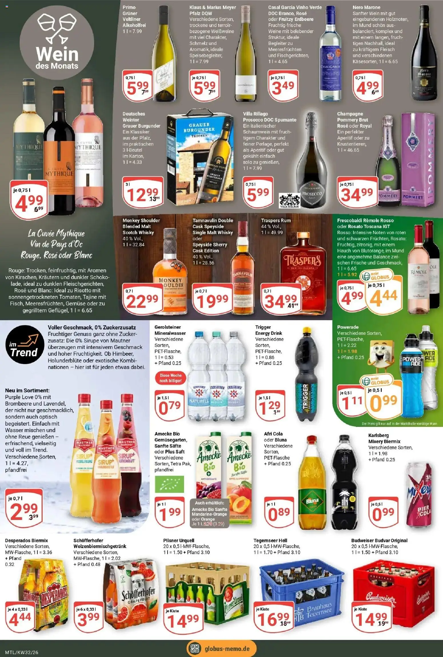 Globus Prospekt Maintal-Dörnigheim (ab 03.08.2026) » Angebote online | Seite: 18 | Produkte: Rum, Rouge, Mineralwasser, Grapefruit