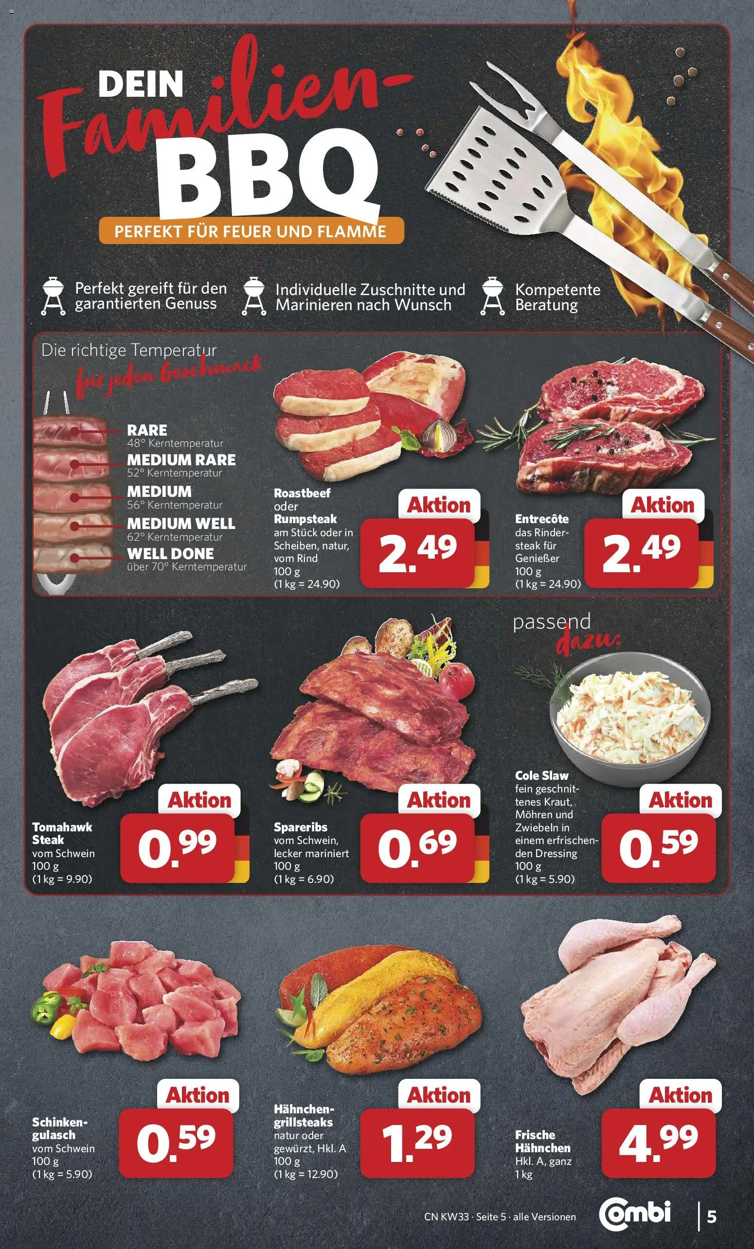 Combi Prospekt – gültig ab 10.08.2026 | Seite: 5 | Produkte: Hahnchen, Entrecote, Mohren, Schinken