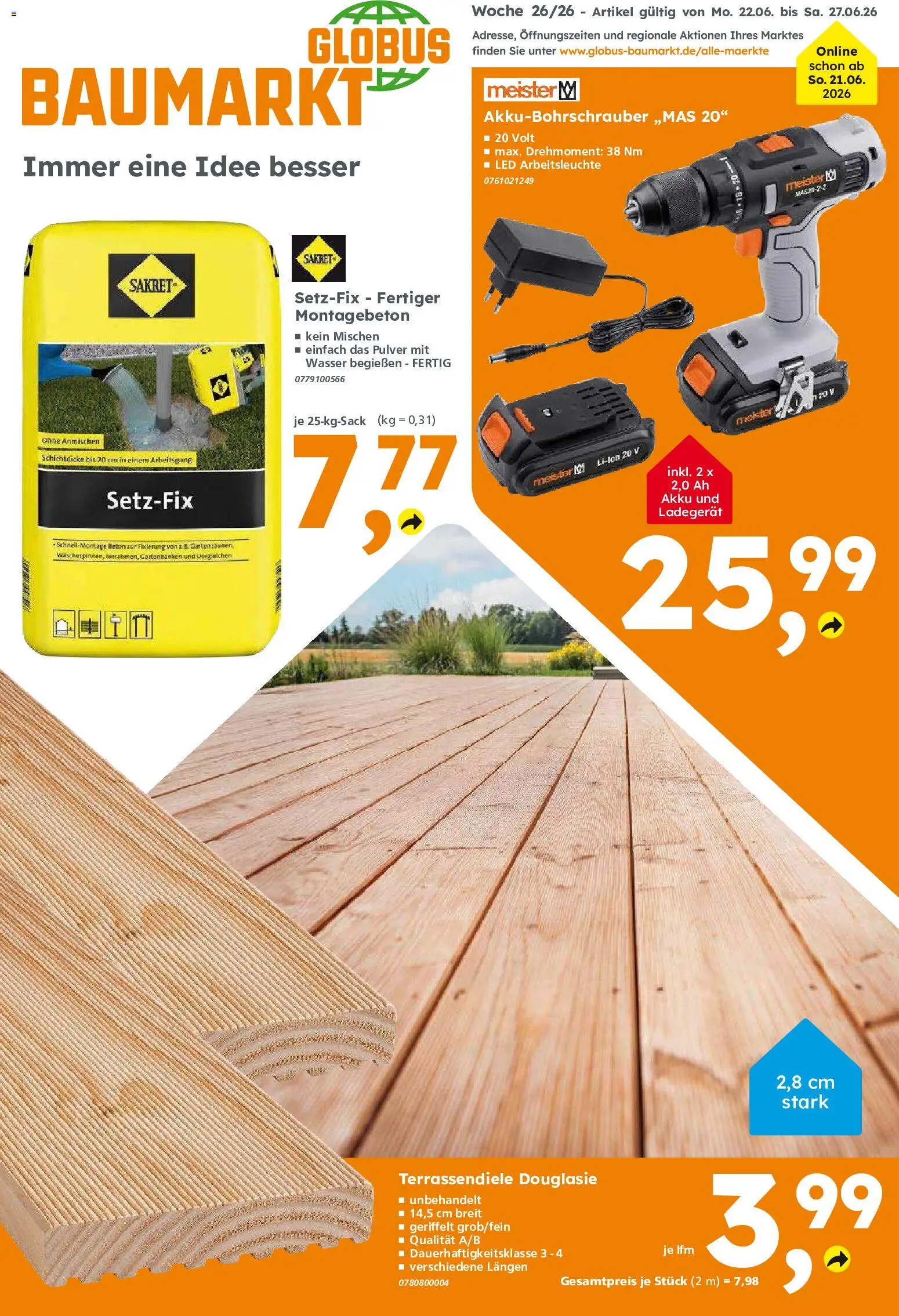 Globus Baumarkt Prospekt – gültig ab 22.06.2026 | Seite: 1
