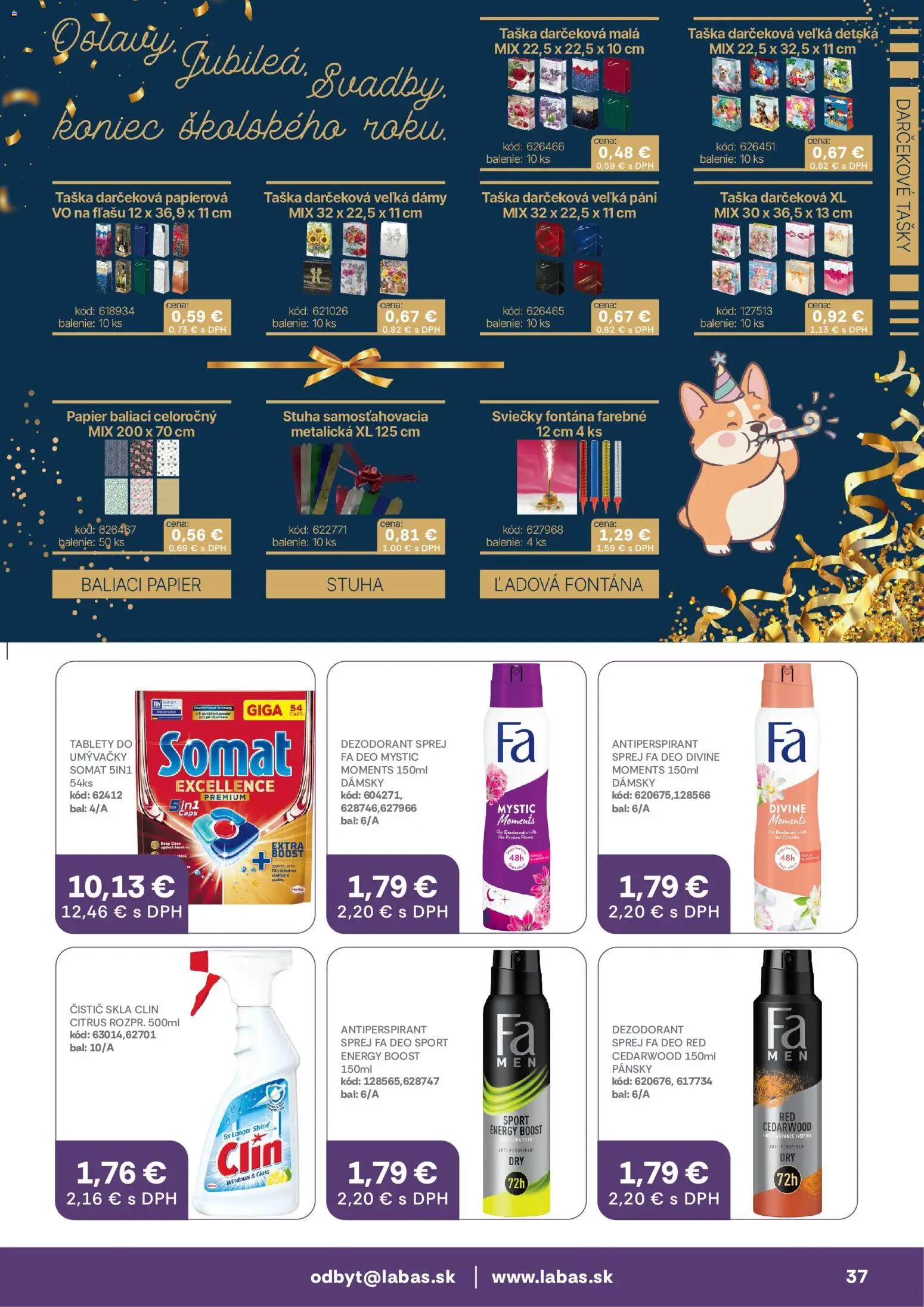 Nové Labaš akcie – leták je platný od 05.06.2026 | Strana: 37 | Produkty: Dezodorant, Antiperspirant, Sviečky, Taška