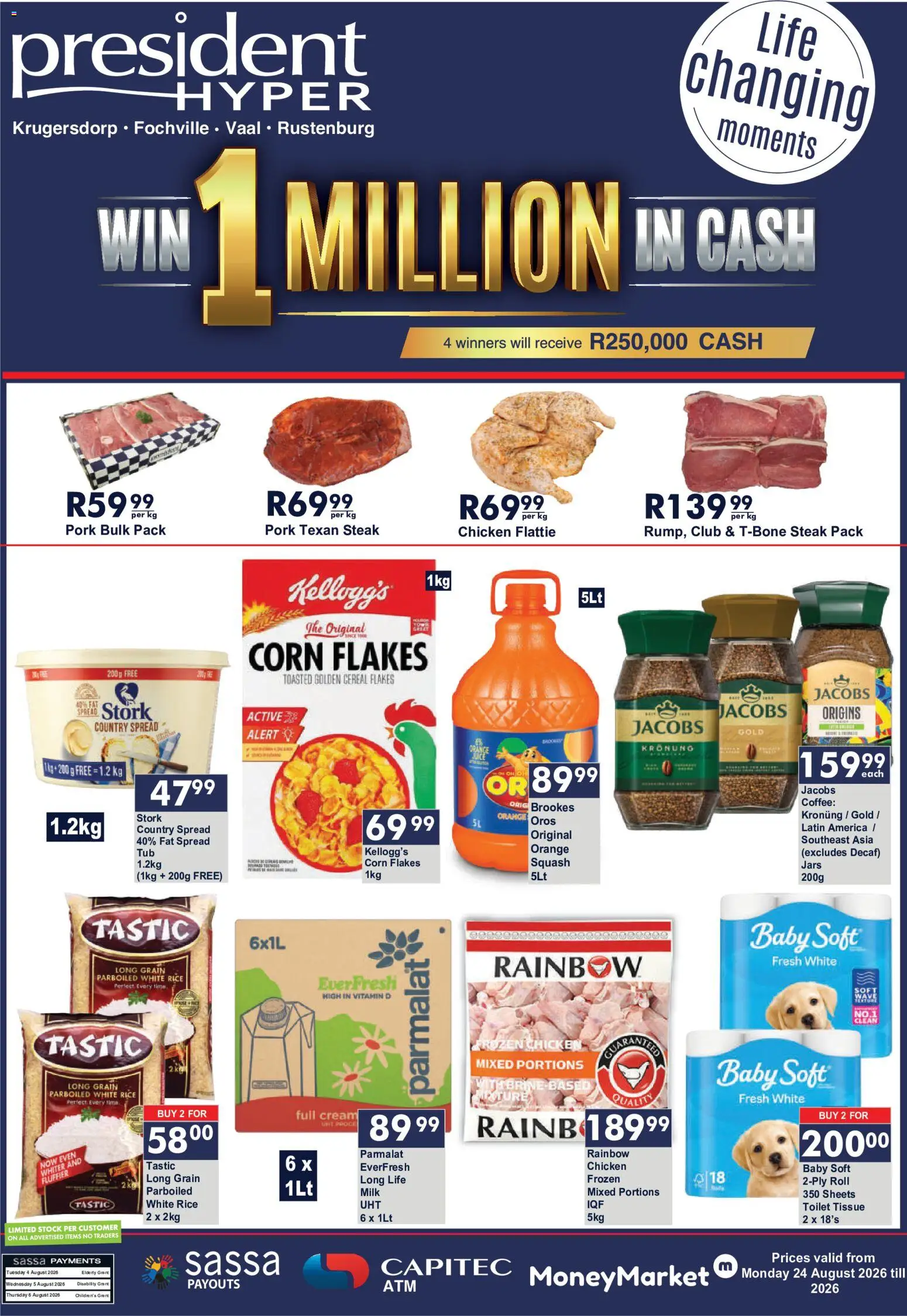 New President Hyper catalogue – valid from 24/08/2026 | Page: 1 | Products: Squash, Milk, Coffee, Fat spread
