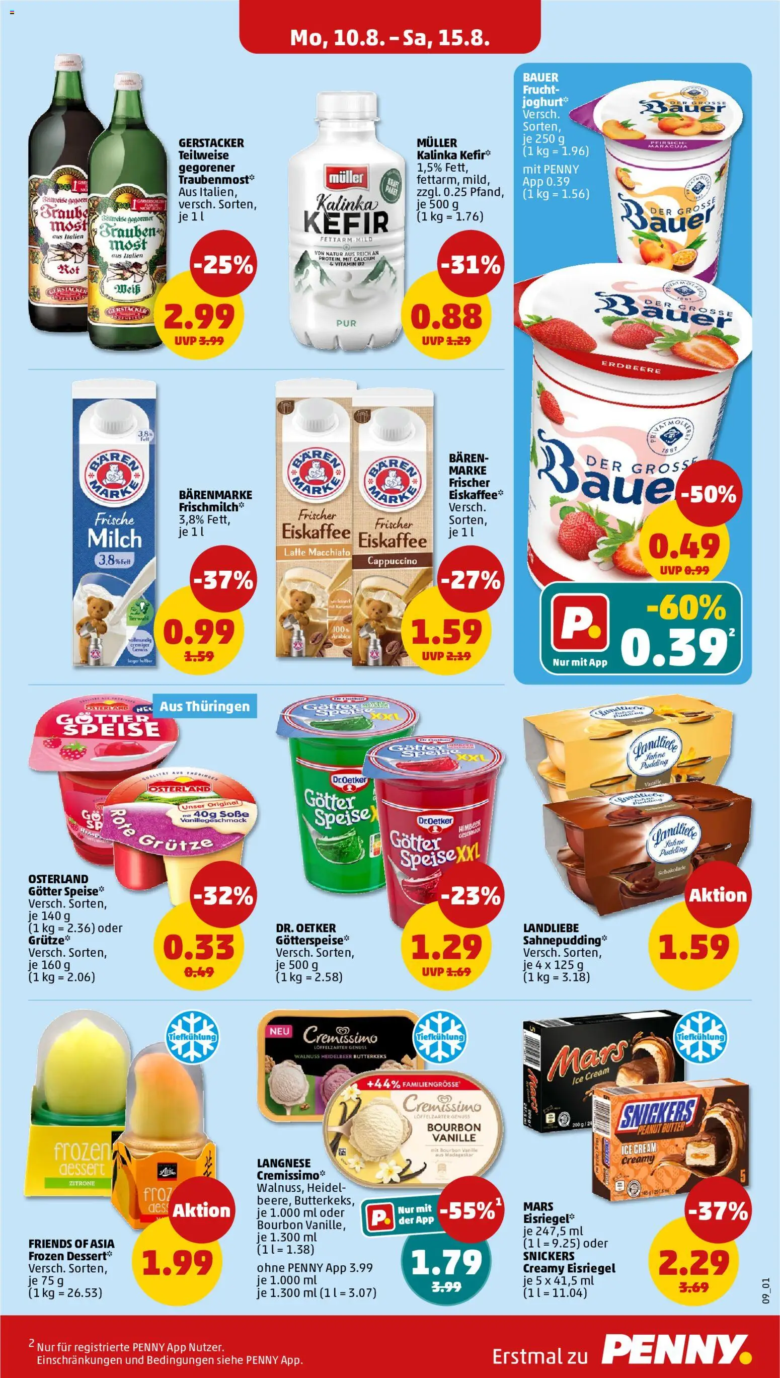 Penny Prospekt – gültig ab 10.08.2026 | Seite: 11 | Produkte: Langnese, Snickers, Soße, Bourbon